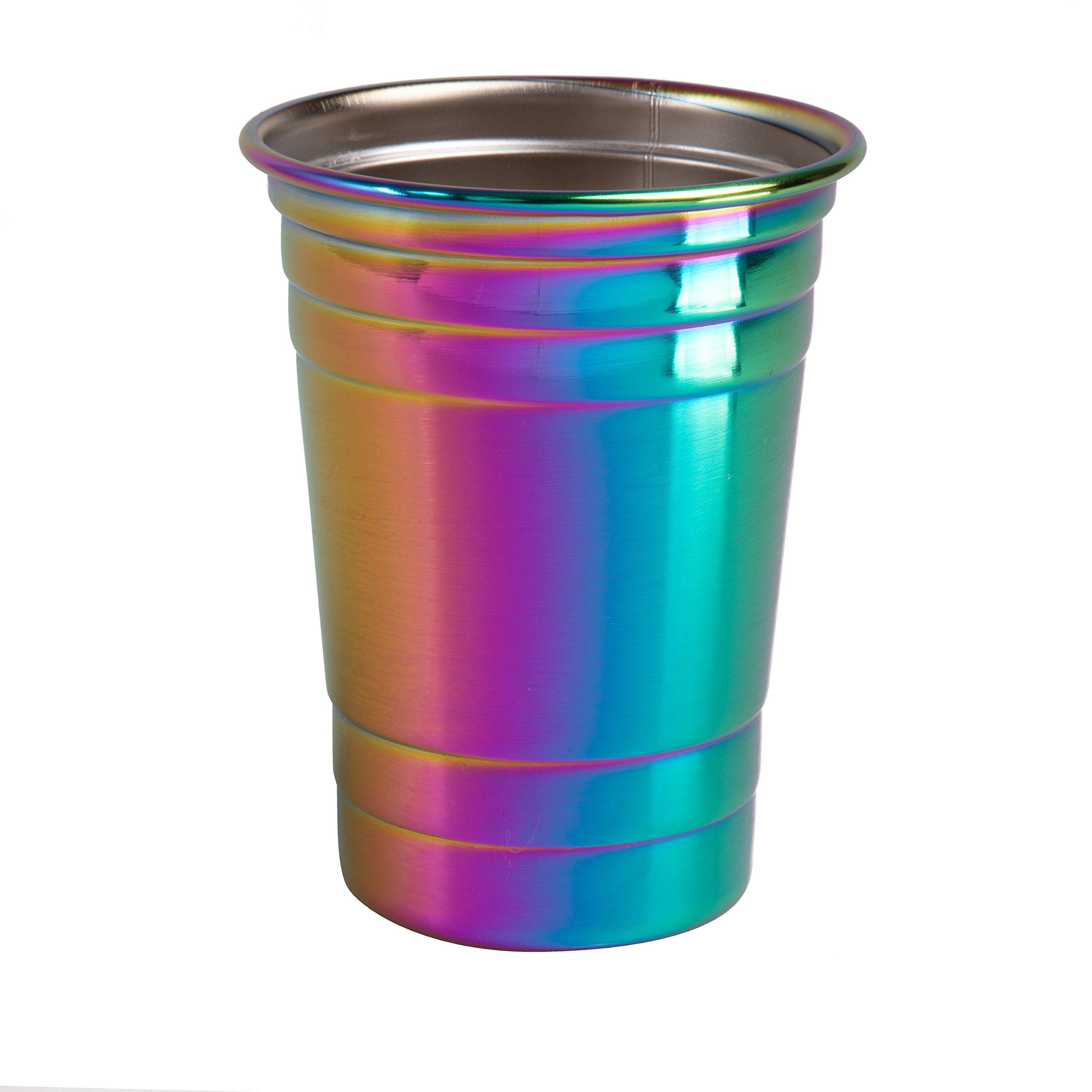 D'Eco Unbreakable Holographic Stainless Steel Party Cups (16 Oz, 4 Pack)- Shatterproof Reusable Drinking Glasses For Games-Indoo