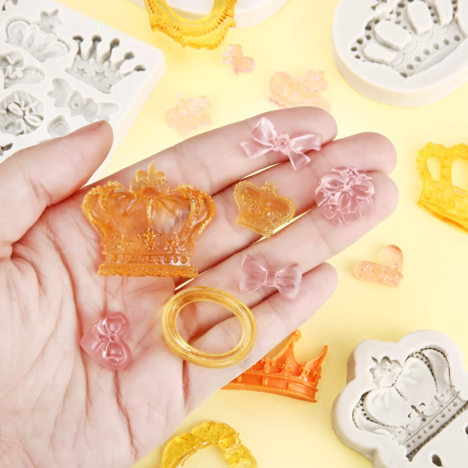 Patelai 6 Pieces Photo Frame Silicone Molds Crown Fondant Mold Vintage Frame Fondant Mold Crown Silicone Mold For Diy Cupcake To