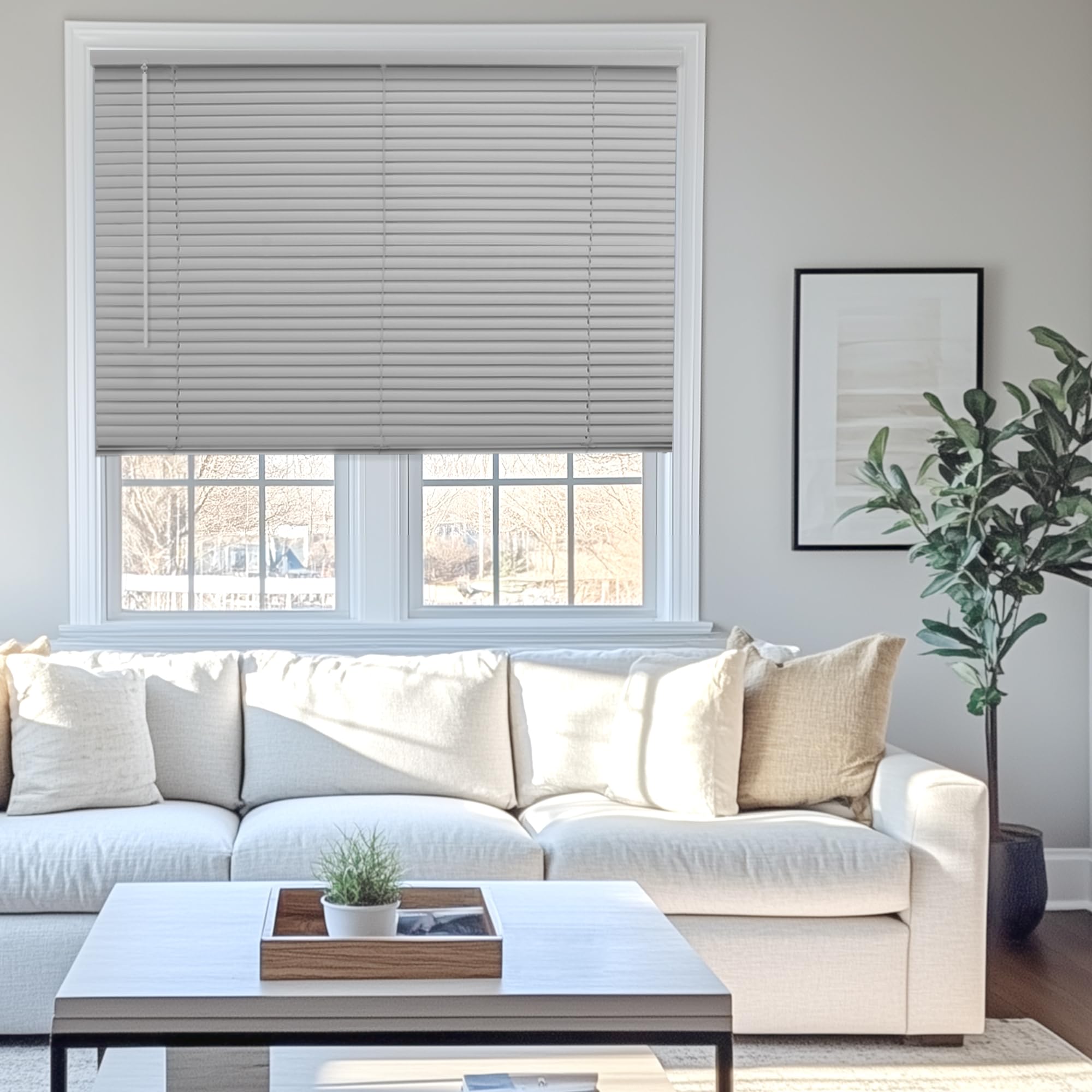 CHICOLOGY Cordless Blinds, 60W x 48H, Gray, Indoor, Window & Door, Blackout, Vinyl, Warp Resistant, Best for Kids, Includes Hard