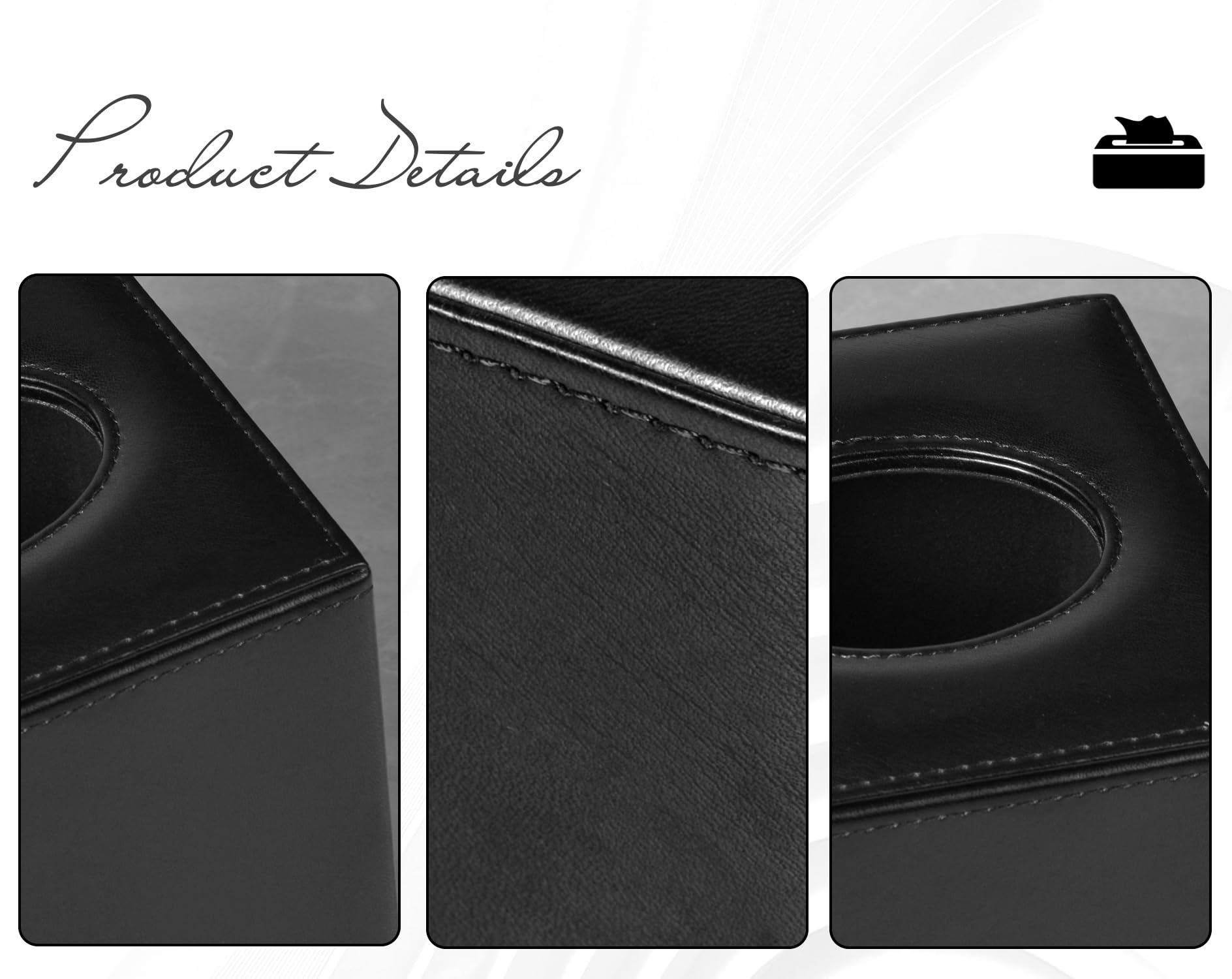 Colylan Tissue Box Cover Square Tissue Box Holder For Bathroom (Black)