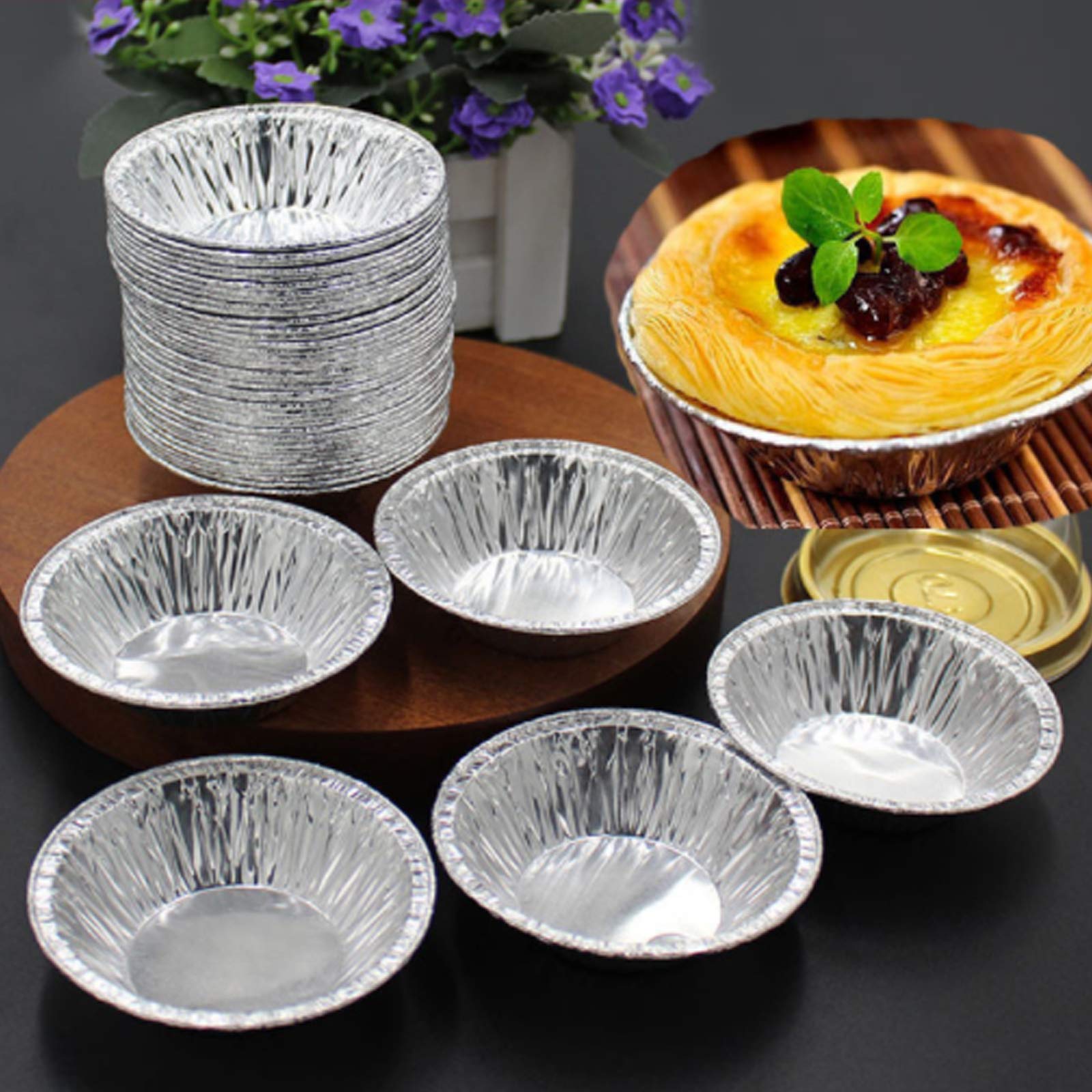 Hxhlyh 200 Pack 2.76Inch Disposable Aluminum Foil Cake Cups And Disposable Mini Pie Egg Tart Mold Tin Foil Pot Baking Supplies