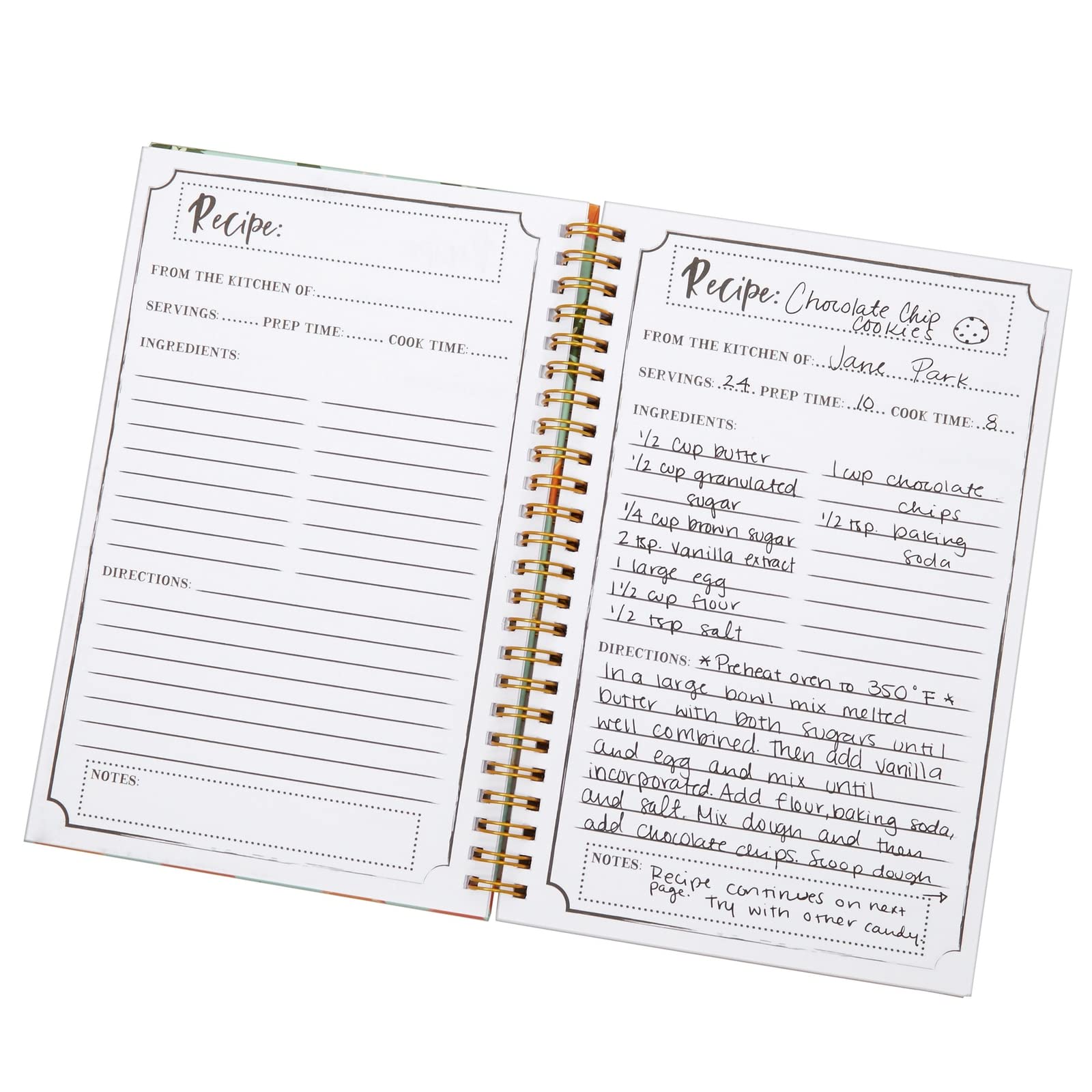 Pipilo Press Blank Recipe Book - 120 Pages, Floral Orange Theme, Laminated Hardcover, 5.5 x 8.5 In, Model LKHWL