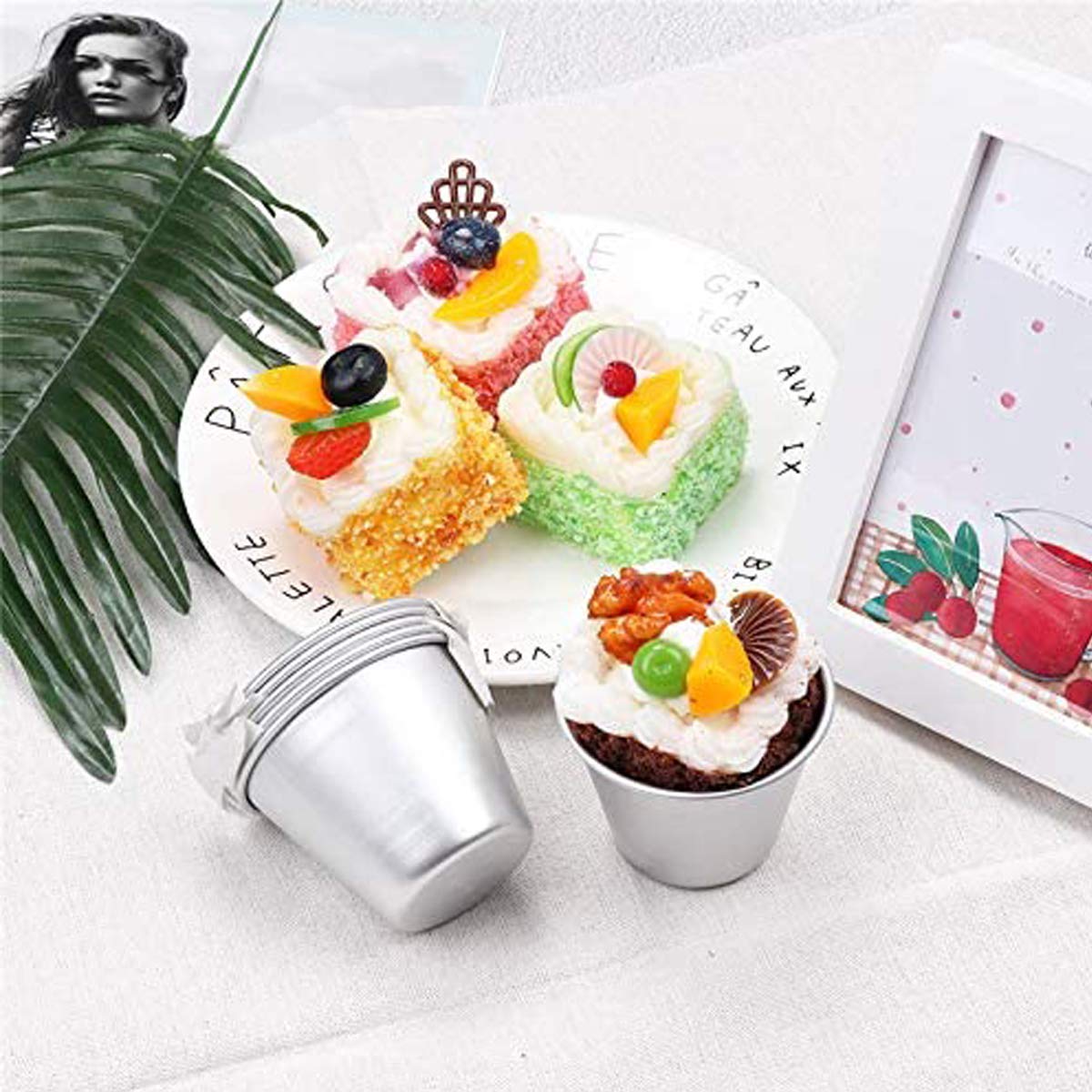 Frigiire 12 Pieces Pudding Molds For Baking Single Muffin Tin Cupcake Tin Ramekins Cups Nonstick Souffle Darioles Mould Aluminum