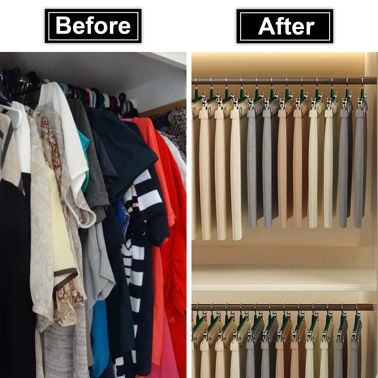 30 Pack Pant Hangers With Clips - Pozean Skirt Hanger With Adjustable Clips, Clip Hangers Space Saving For Pants, Skirts, Jeans,