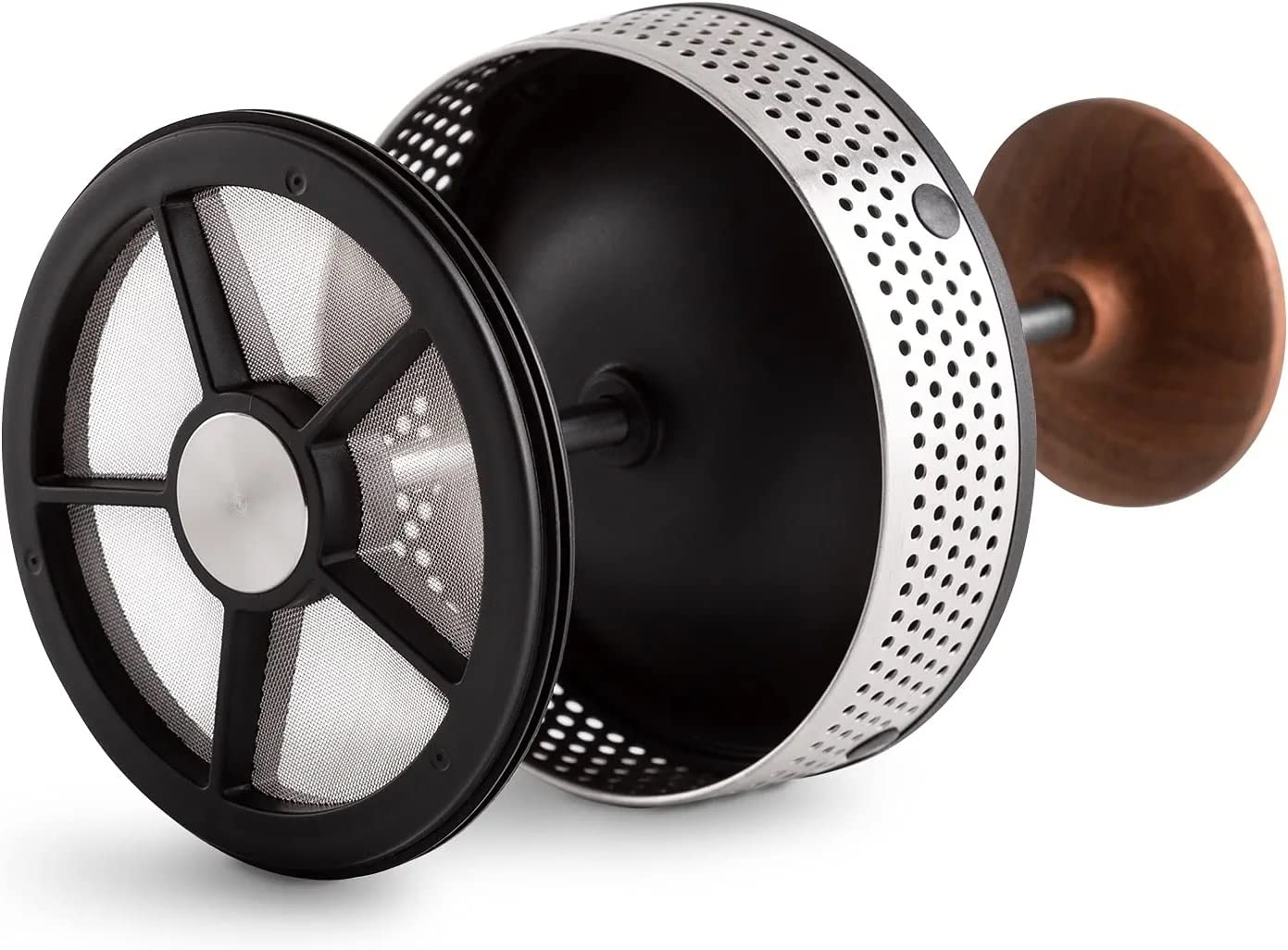 Fellow Clara French Press Coffee Maker - Portable Stainless Steel Coffee Press, Insulated Manual Brewer, Matte Black With Walnut