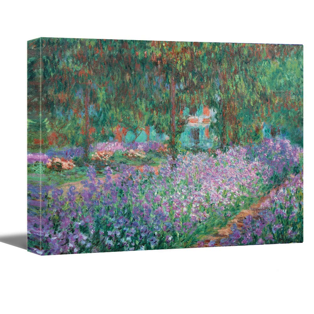 Irises In Monet'S Garden, 1900 By Claude Monet - Canvas Art Wall Decor Picture Print Framed -12'' X 16''