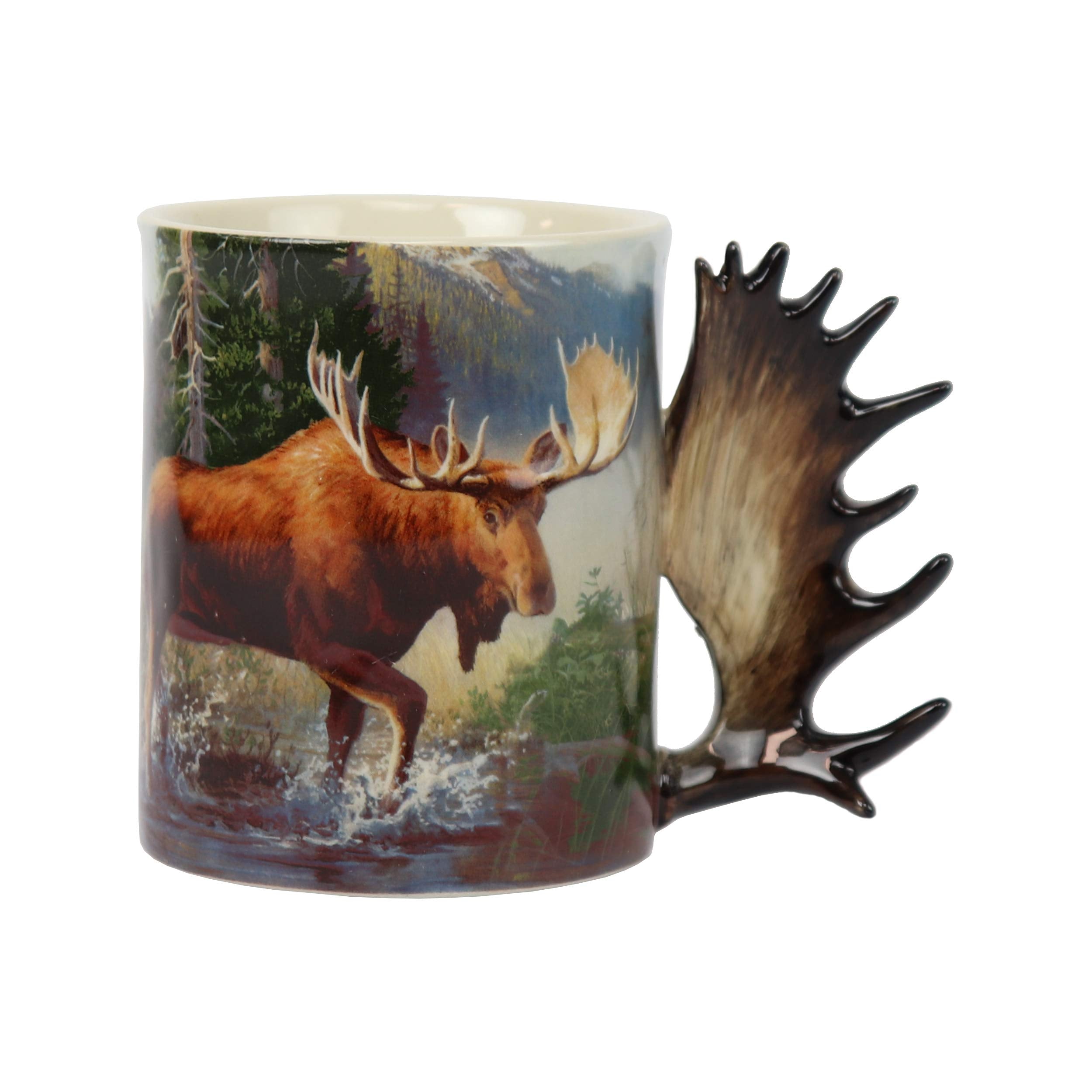 Rivers Edge Products Moose 3D Ceramic Coffee Mug With Handle, 15 Ounces, Espresso Cups And Coffee Cups Ceramic, Perfect For Coff
