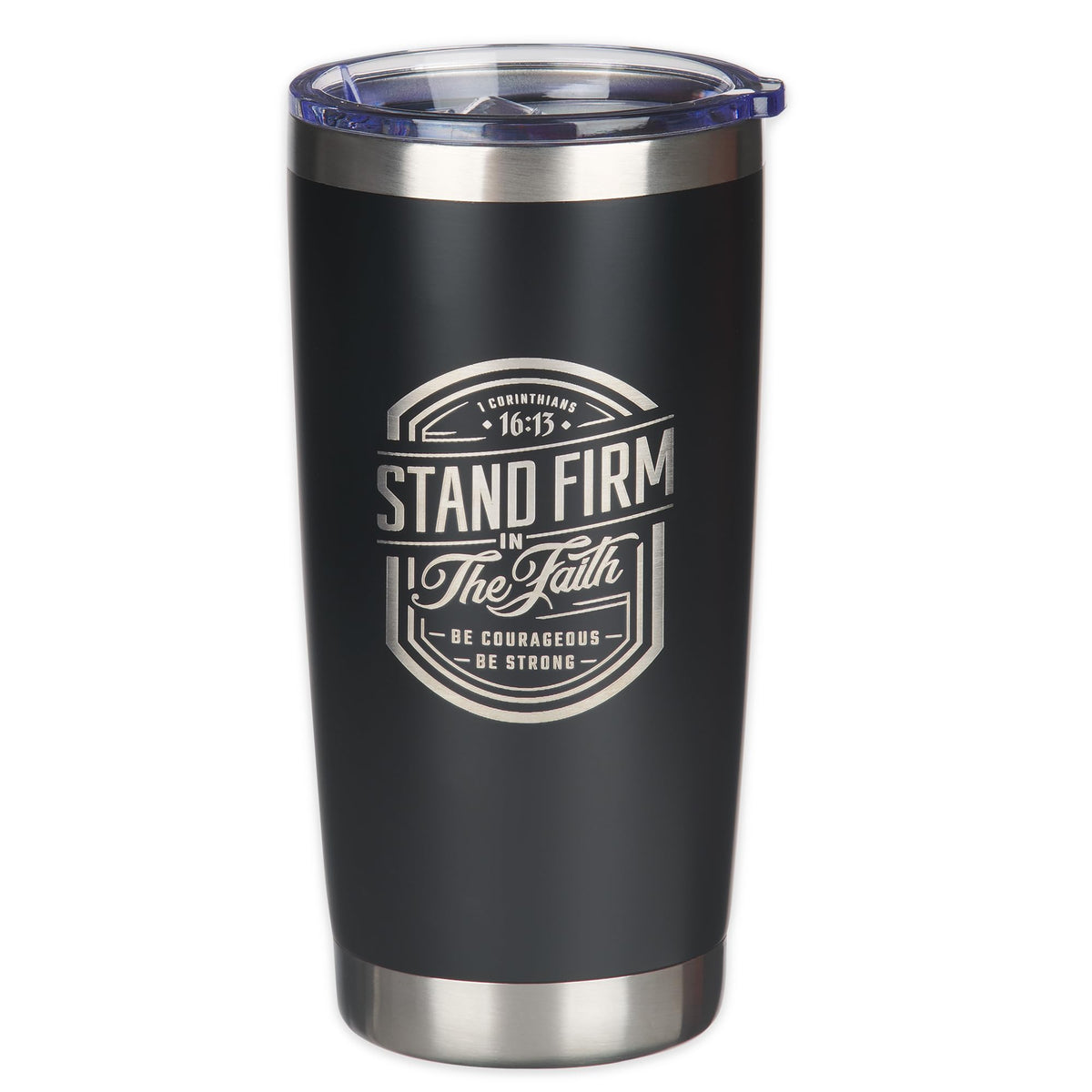 Christian Art Gifts Large Stainless Steel Inspirational Travel Mug Tumbler For Men & Women: Stand Firm Encouraging Bible Verse,