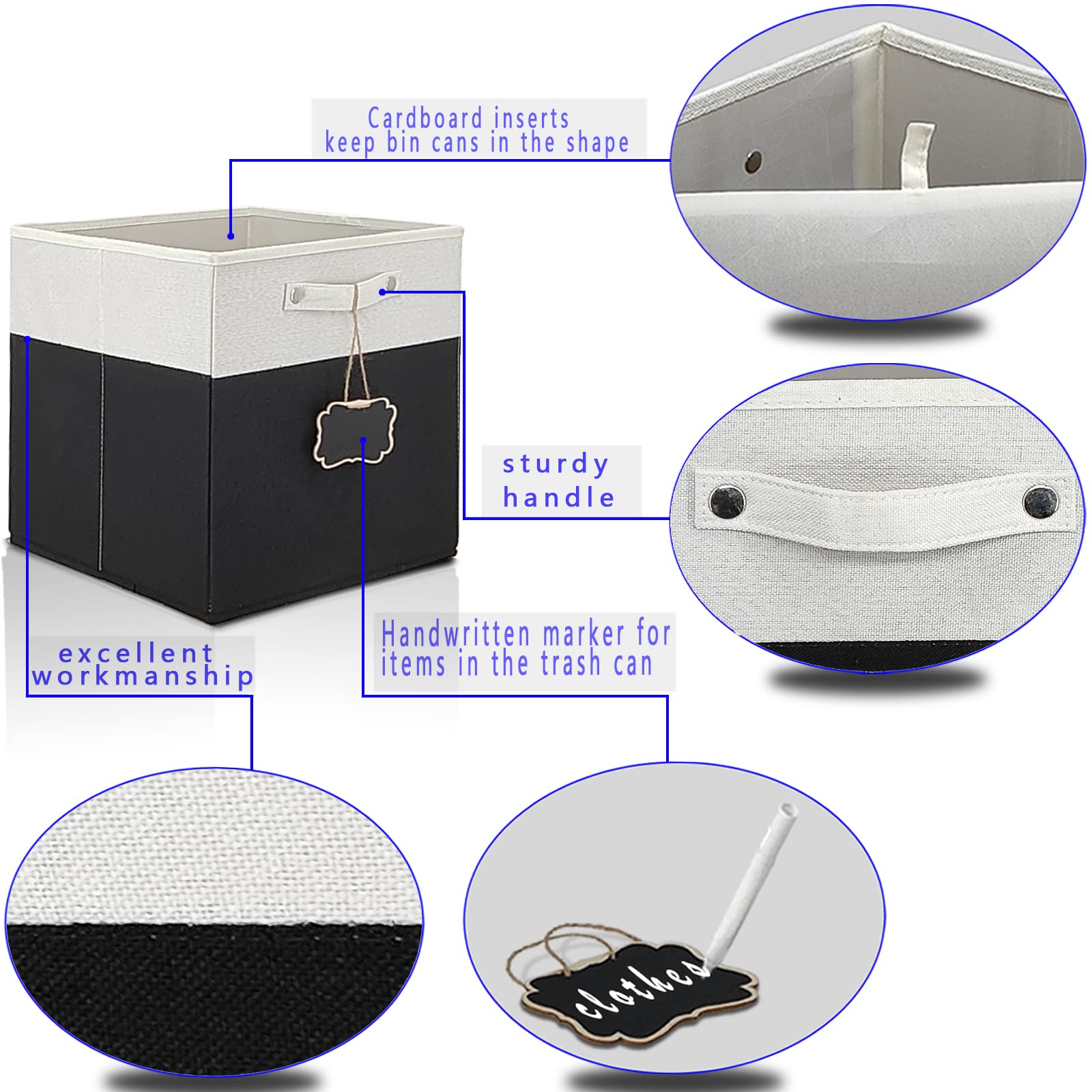 12 Inch Storage Bins,Set Of 4 Collapsible Fabric Storage Cubes With Labels,Linen Cube Storage Organizer Bins Kallax Storage Cube