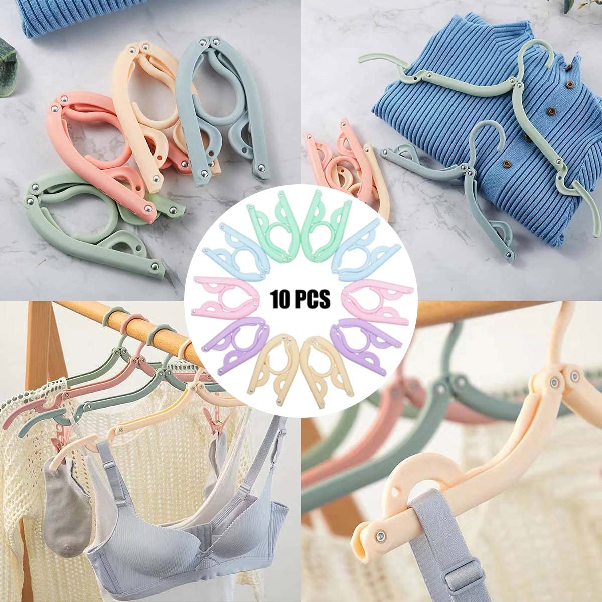 10 Pcs Travel Hangers - Portable Folding Clothes Hangers Travel Accessories Foldable Clothes Drying Rack for Travel