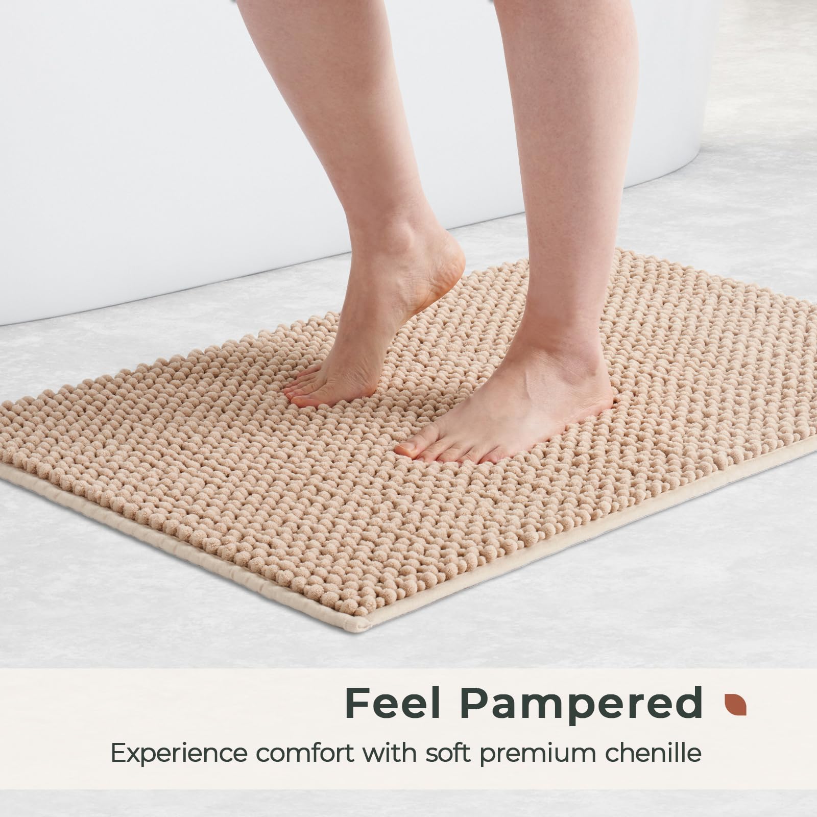 Freshmint Chenille Bathroom Rugs Sets 2 Piece 17''X24''+20''X47'', Non-Slip Bath Mats Set For Bathroom, Absorbent Bath Rug, Wash