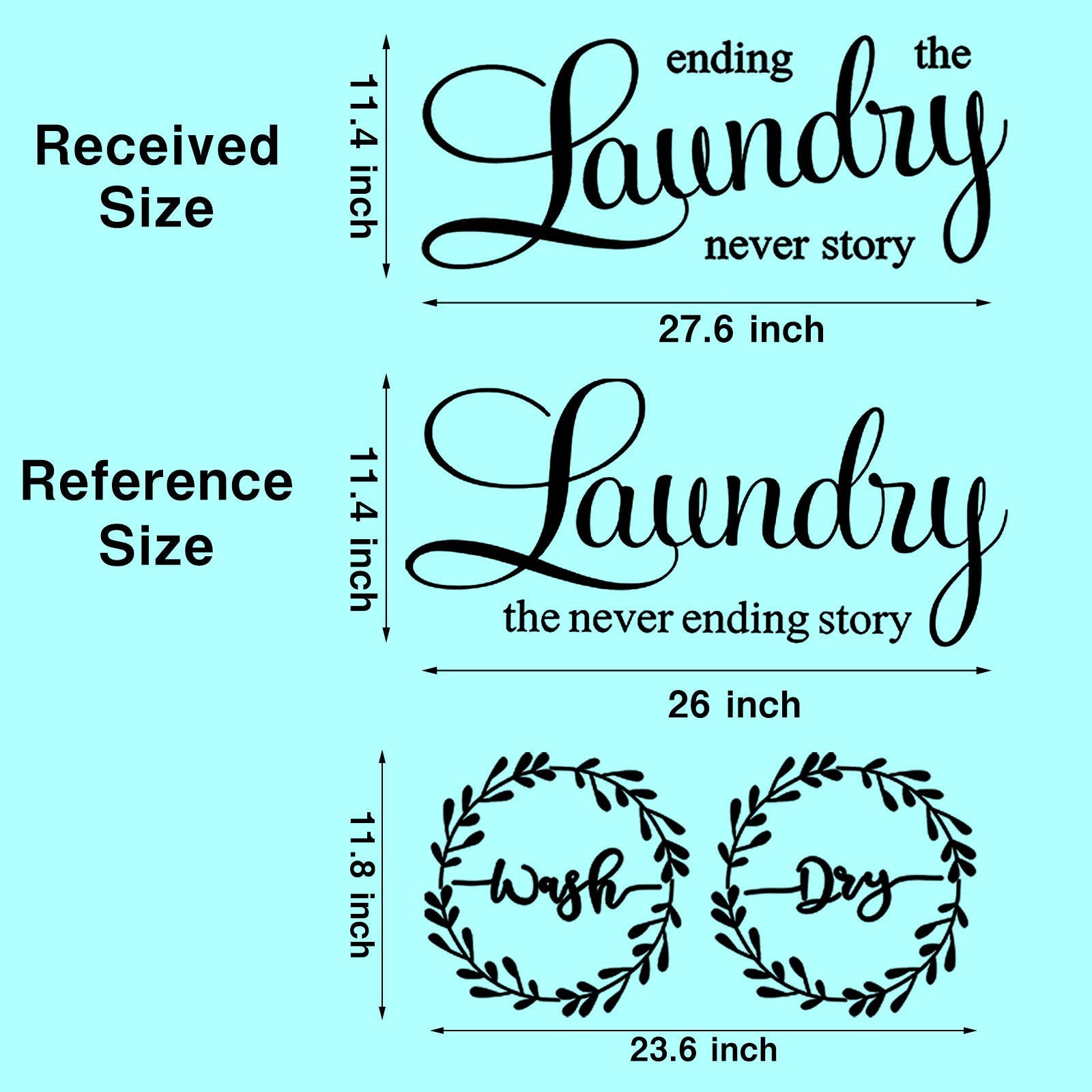 Laundry Room Vinyl Wall Decal Wash Dry Vinyl Laundry Stickers Laundry The Never Ending Story Decal Washer Stickers Quote Wall Ar