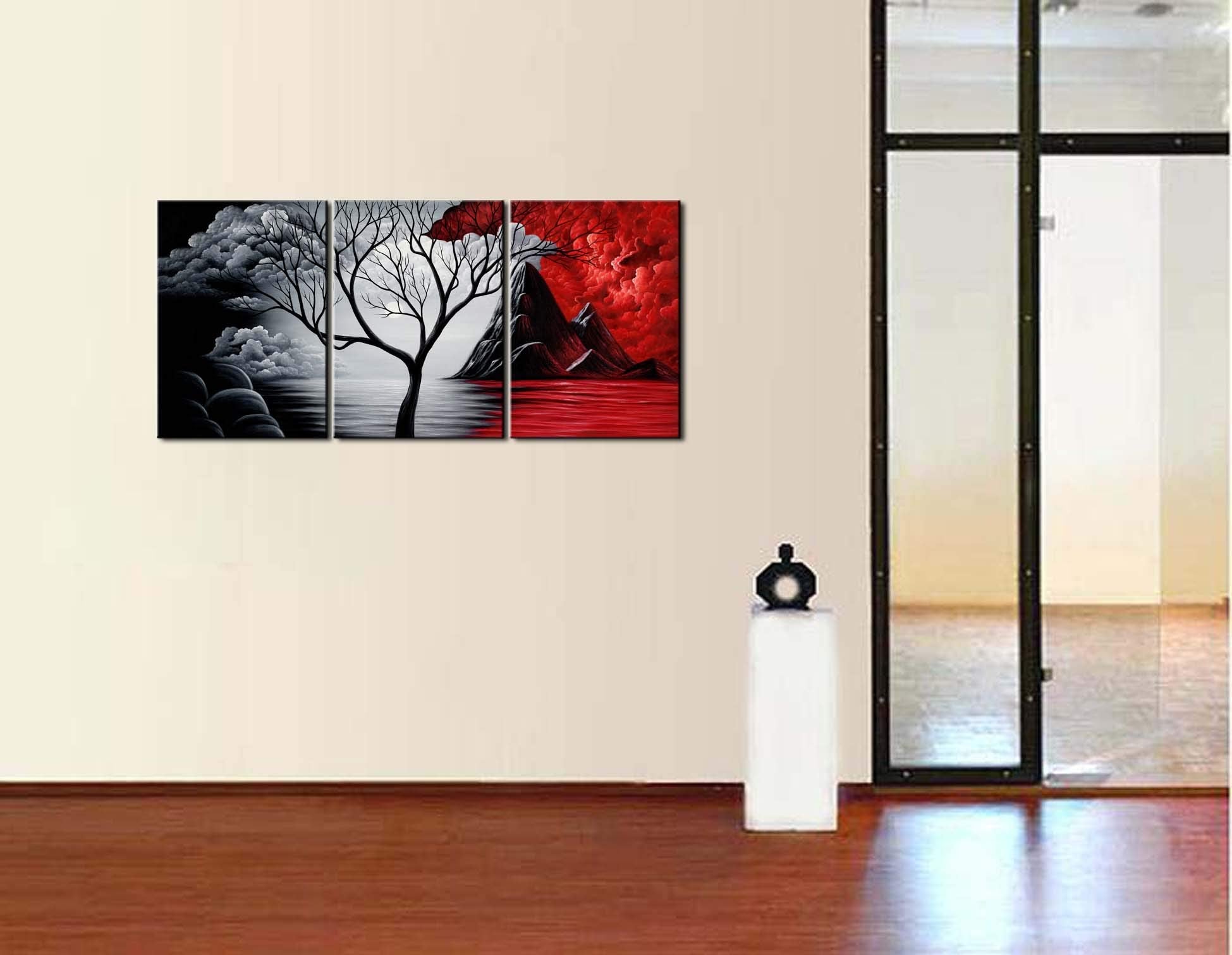 Wieco Art Extra Large The Cloud Tree Modern Gallery Wrapped Canvas Print Artwork Abstract Landscape 3 panels Pictures on Canvas Wall Art Ready to Hang for Living Room Kitchen Home Decor XL