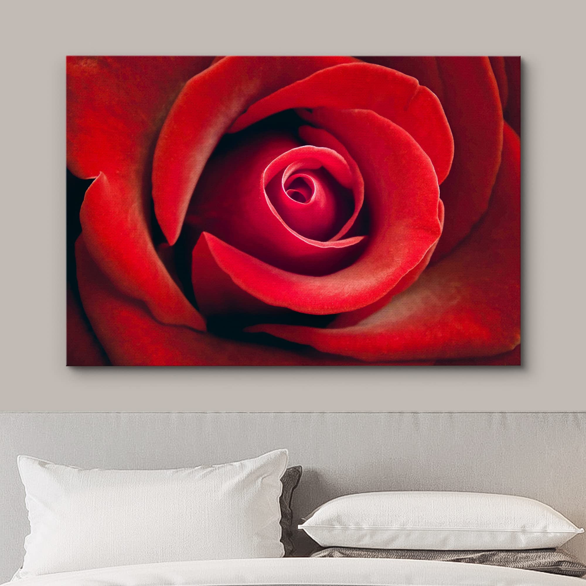 Wall26 Canvas Print Wall Art Close Up Detail Red Romantic Rose Flower Nature Floral Photography Realism Botanical Wilderness Zen
