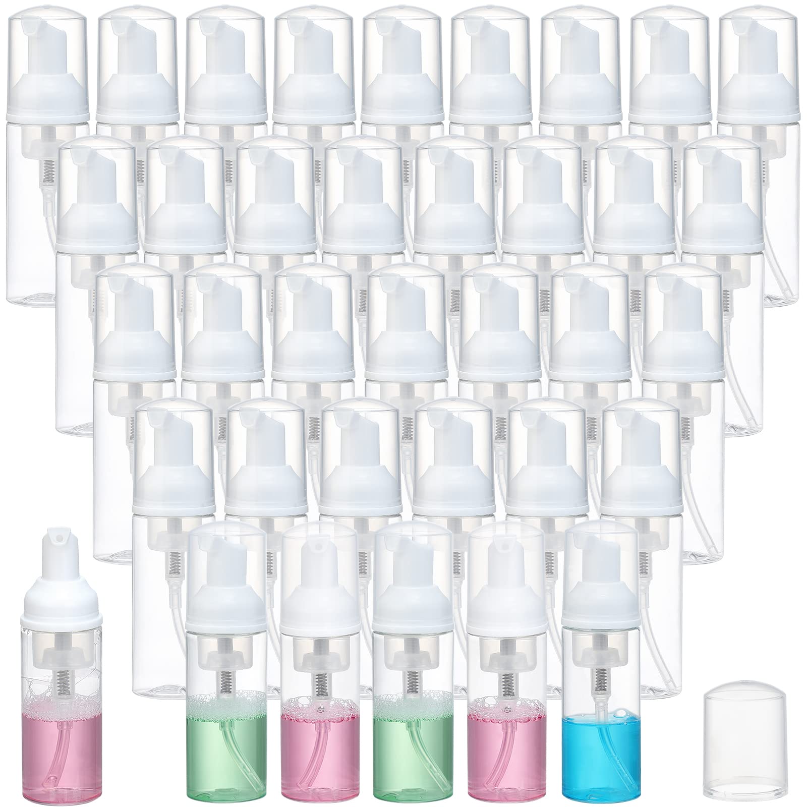 Glisun 36 Pcs 2Oz Empty Foam Soap Dispensers Bottle Mini Lash Cleanser Bottles Refillable Cleaning For Shampoo Lotion Hand Sanit