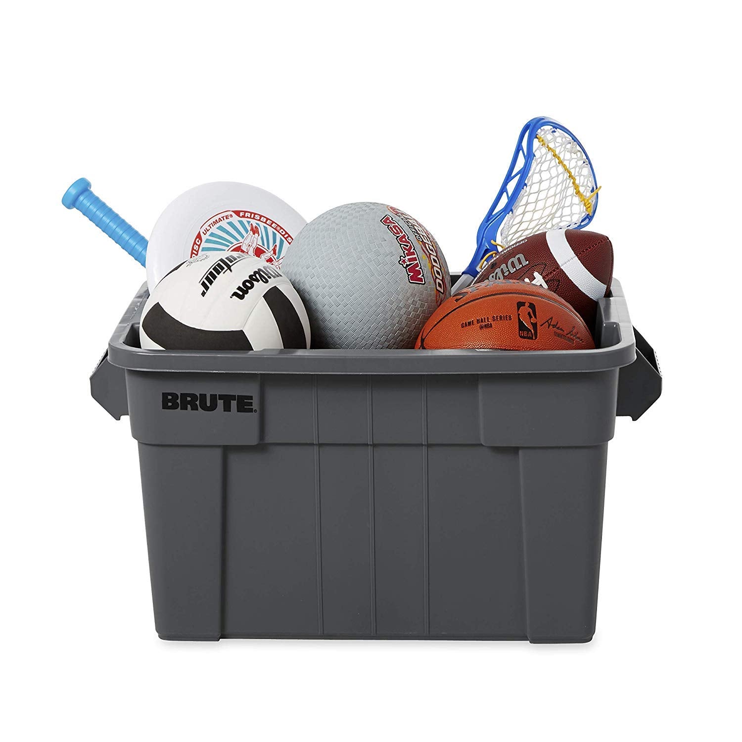 Rubbermaid Commercial Products Brute Tote Storage Container With Lid-Included, 14-Gallon, White, Reusable Boxes For Moving/Stori