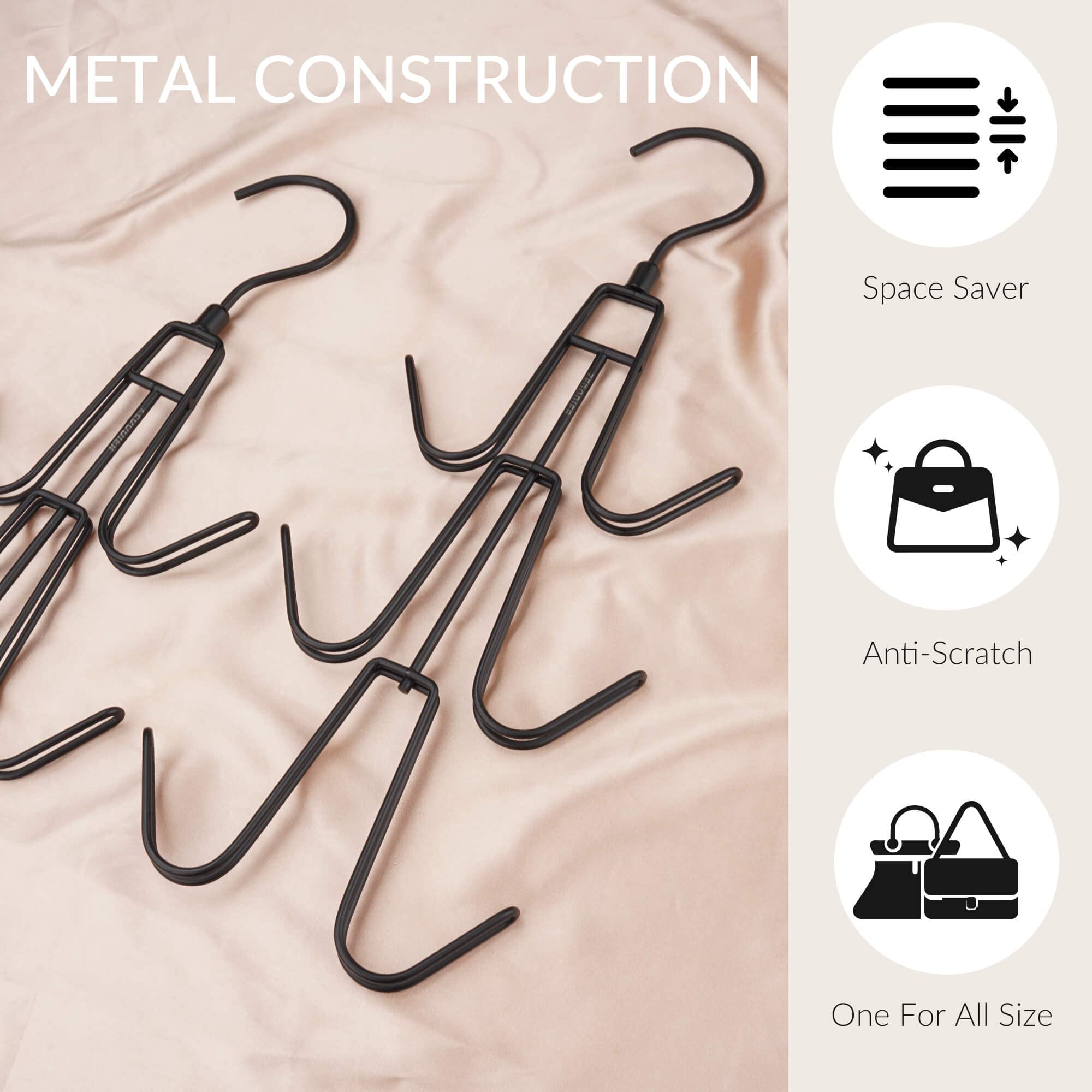 Zedodier Purse Hanger Organizer For Closet, 2 Pack Hanging Bag Holder, Keeping Purses Visible And In Good Condition, Metal Handb