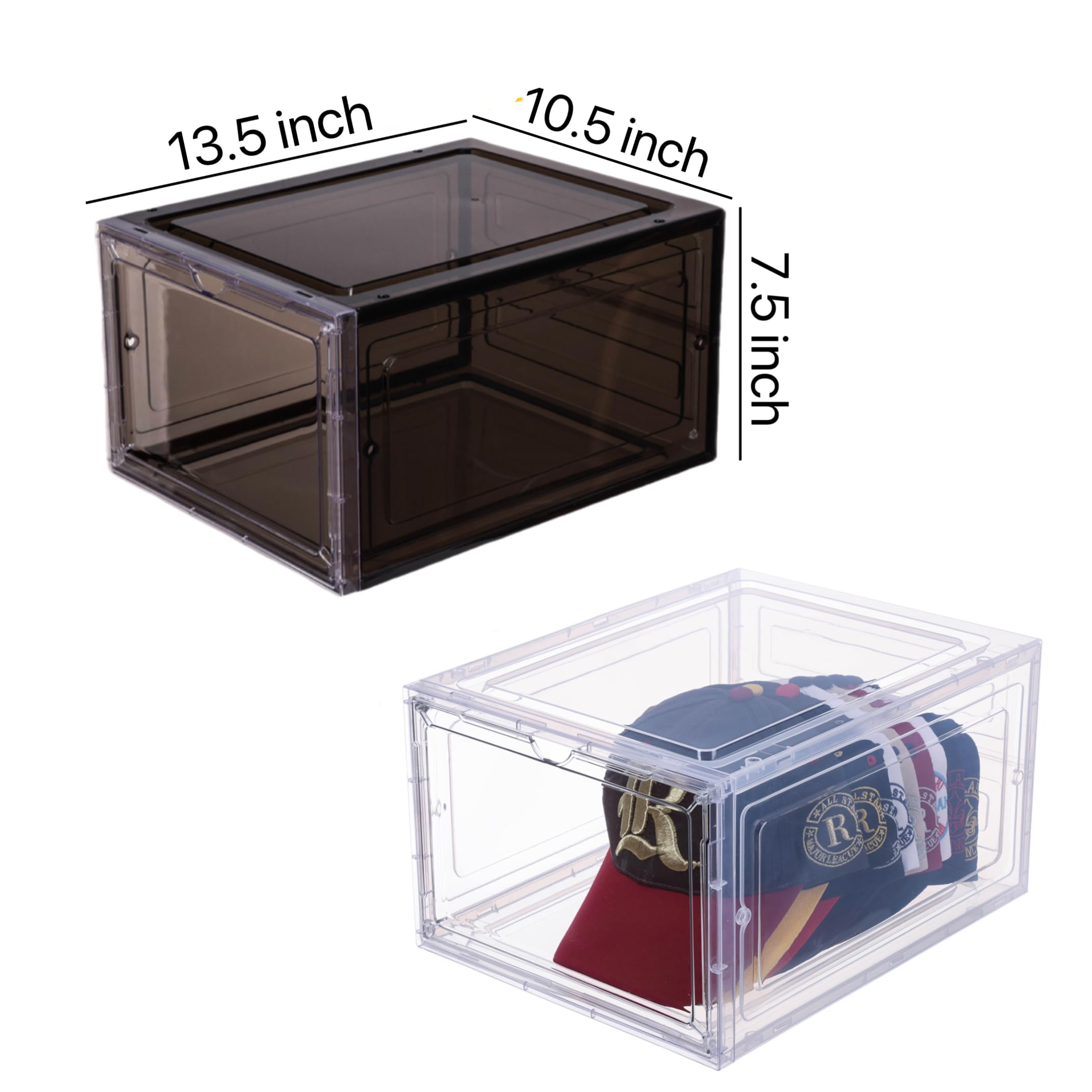 Attelite Upgrade Harder Solid Plastic Hat Organizer For Baseball Caps, 8 Pack Stackable Hat Storage Box, Hat Holder With Clear M