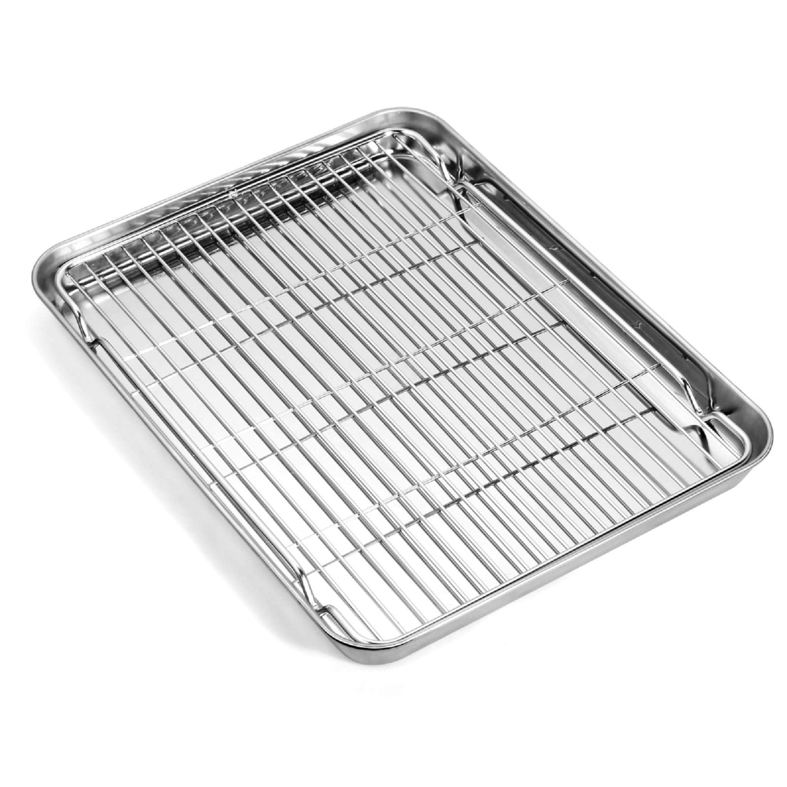 Baking Sheet With Wire Rack Set (1 Baking Tray + 1 Cooling Rack), Zacfton 16 X 12 X 1 Inch Stainless Steel Cookie Sheet Baking P