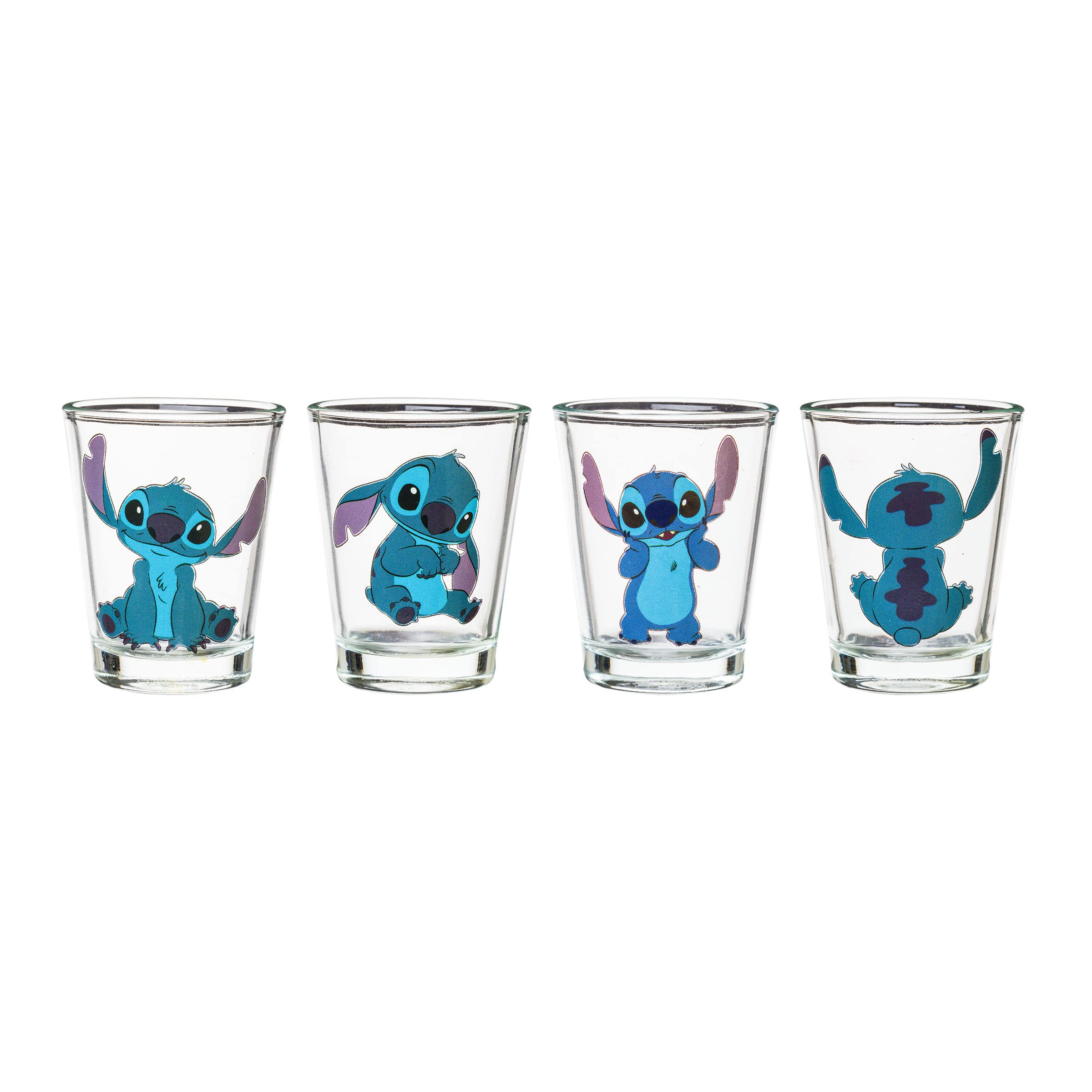 Silver Buffalo Disney Lilo And Stitch Cute Poses 4 Pack Mini Glasses, 1.5 Ounces
