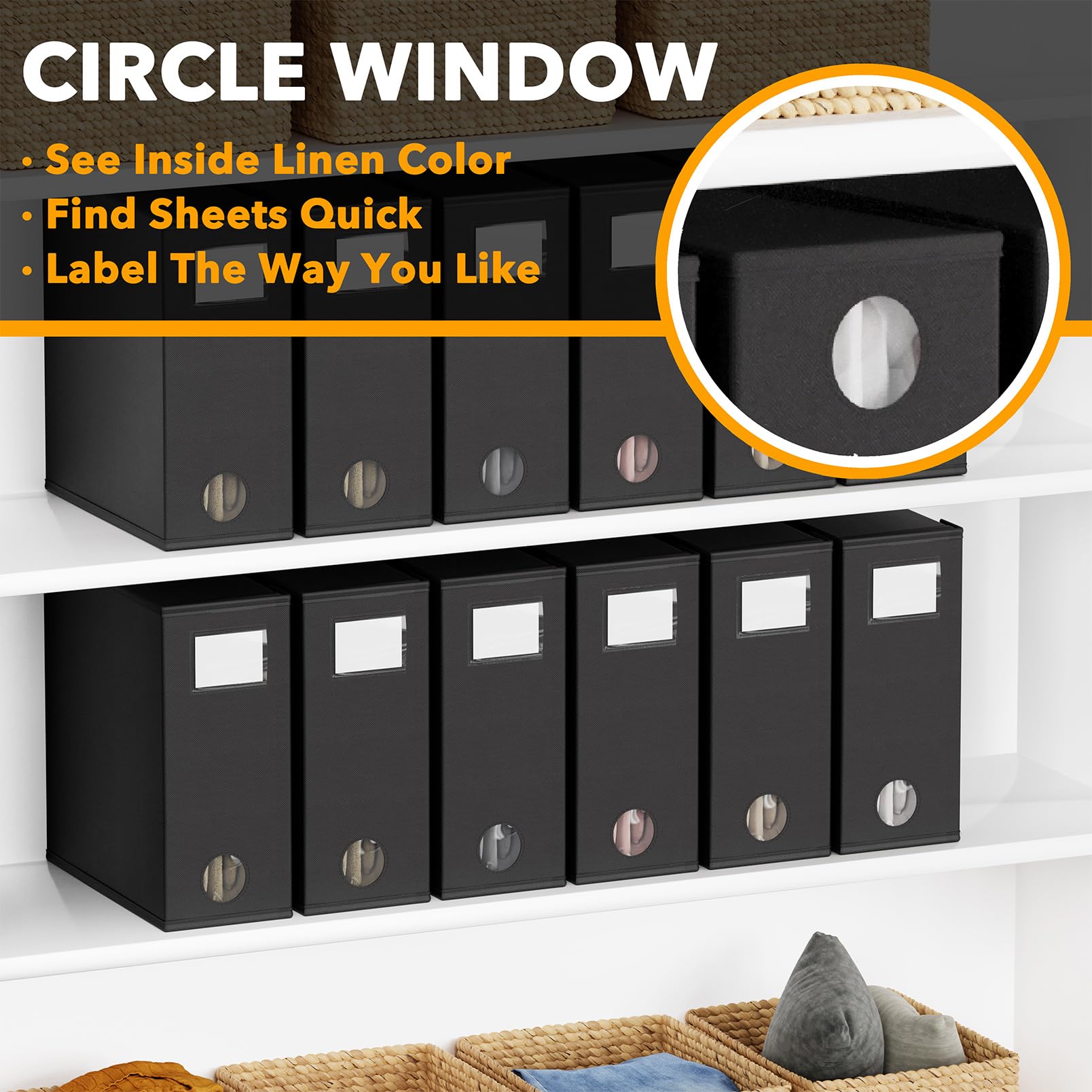 SpaceAid 12 Pack Bed Sheet Organizers and Storage, Foldable Sheet Organizer for Linen Closet, Set Folder Keeper with Window XL (