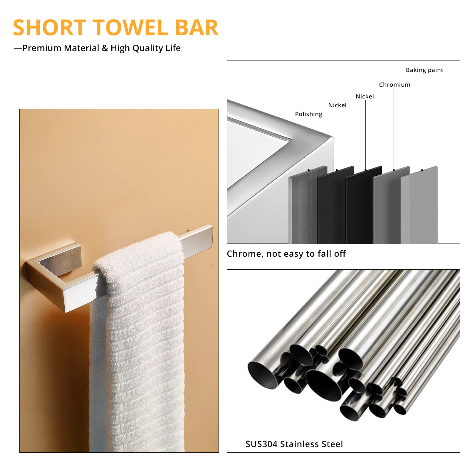 Fapully 5 Piece Bathroom Hardware Accessories Set Stainless Steel Wall Mounted,Chrome Polish Finished