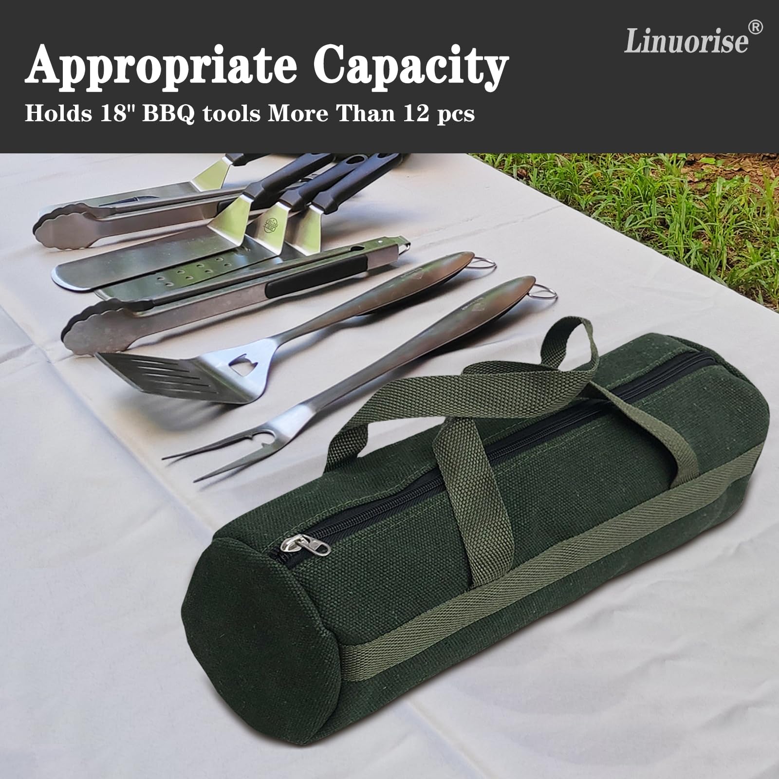 Linuorise Grill Accessory Storage Bag, Tools Storage For Outdoor Grilling, Extra Thick Grill Tools Storage Bag, Suitable For Gri