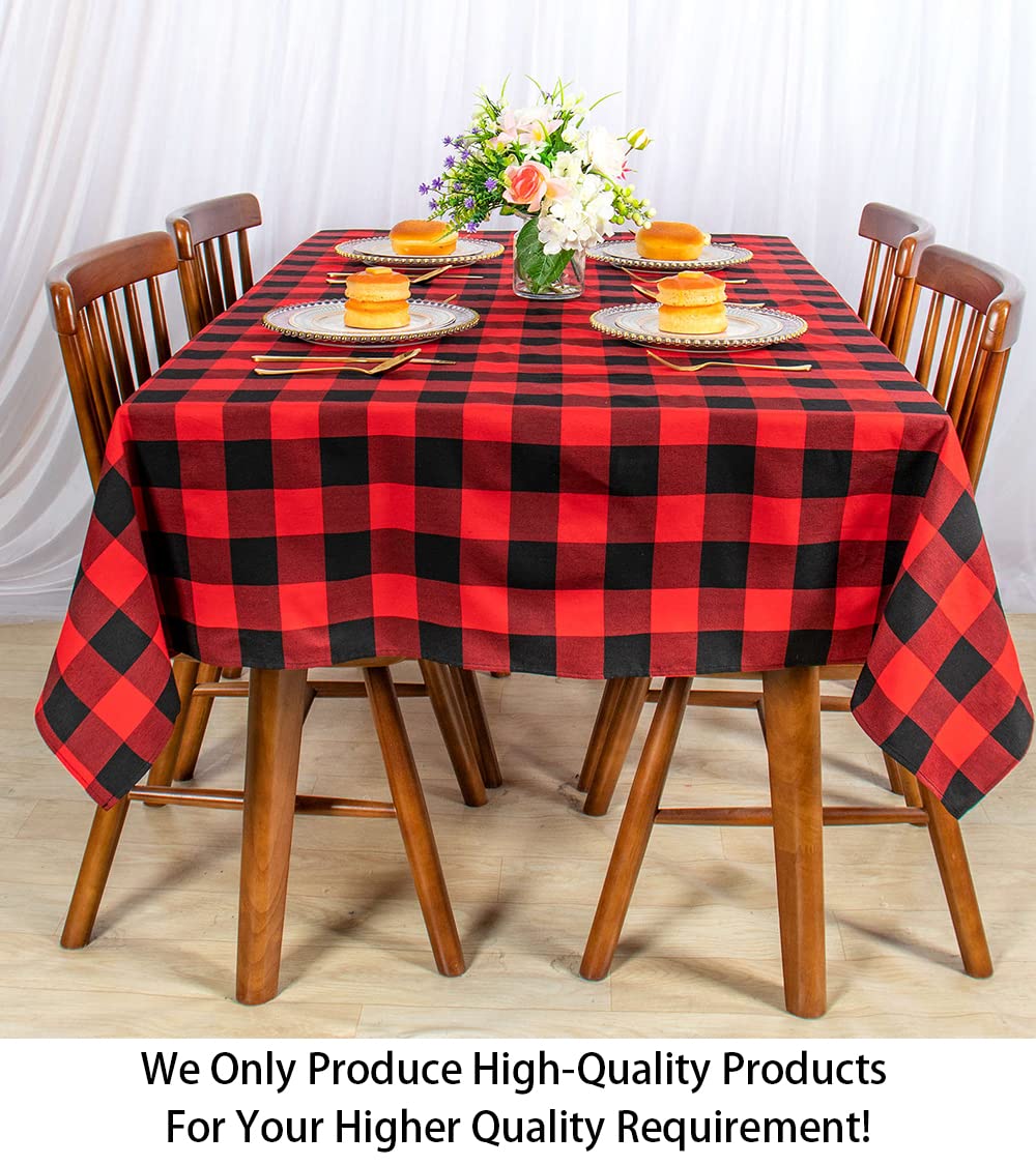 Shinybeauty Checked Tablecloth Rectangle 54X80-Inch Red And Black Buffalo Plaid Tablecloths Washable Cotton Table Cover Gingham