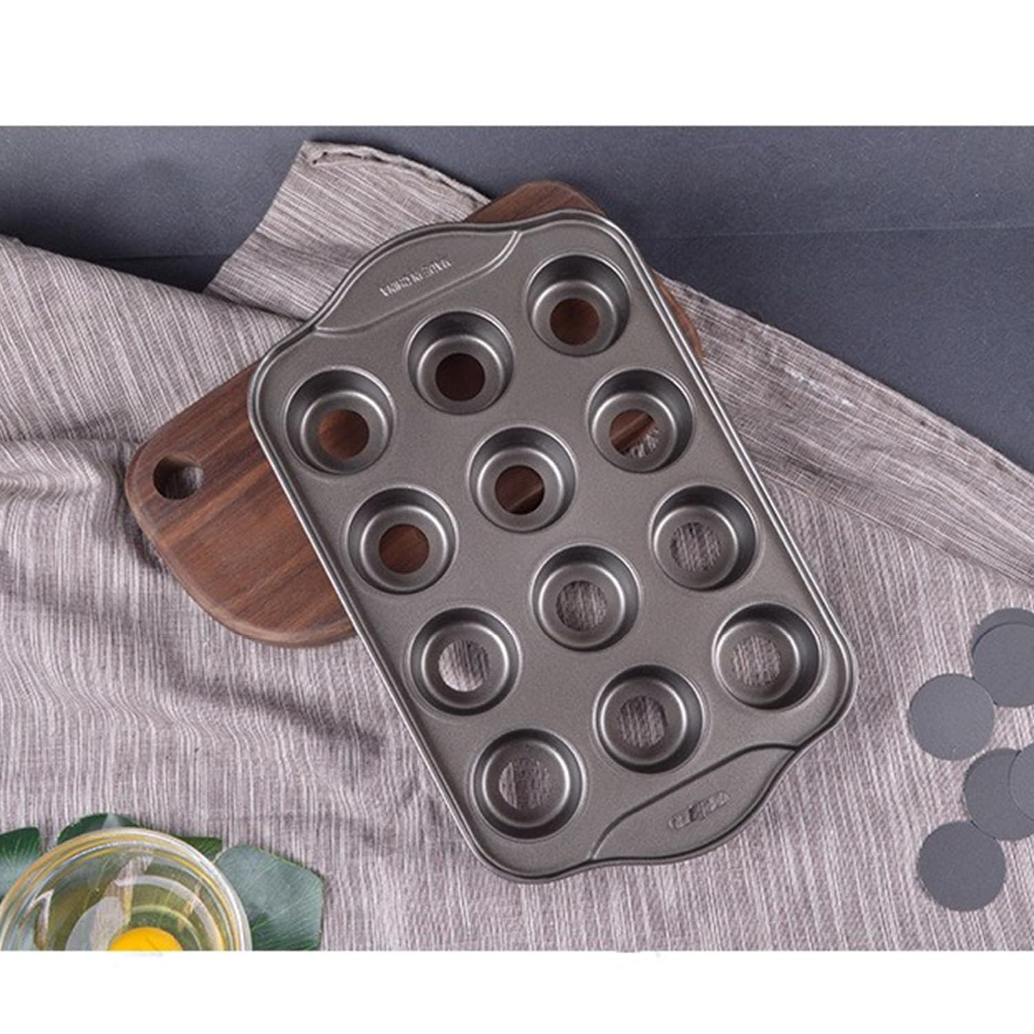 Plazotta 2 Pack 12 Cavity Mini Cheesecake Pan, Mini Muffin Baking Pan, Mini Cupcake Pan With Removable Bottom, Round