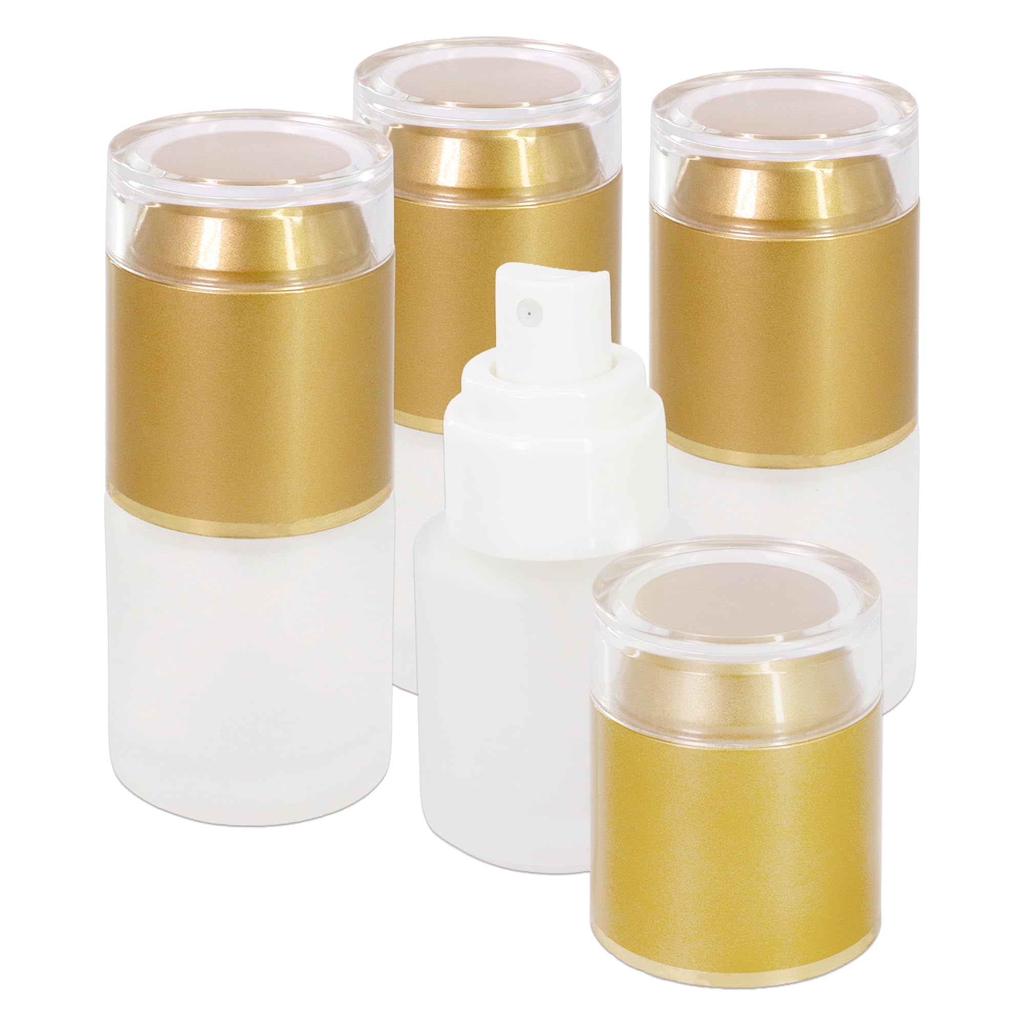 PANA Brand Refillable Gold Frosted Glass Spray Bottle with Fine Mist Atomizer and Cap for Travel, Perfume, Fragrances, Essential