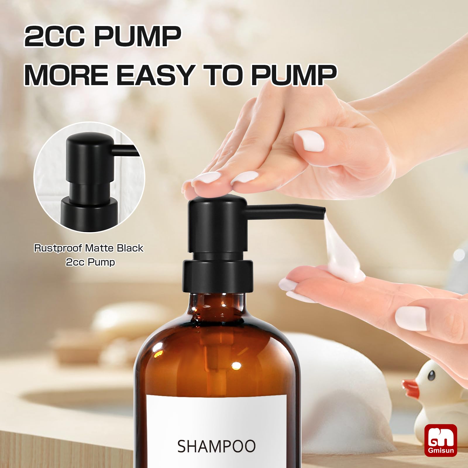 Gmisun Glass Shampoo And Conditioner Dispenser, Shampoo Dispenser With Upgraded Pump For Shower, Shampoo Conditioner Body Wash P