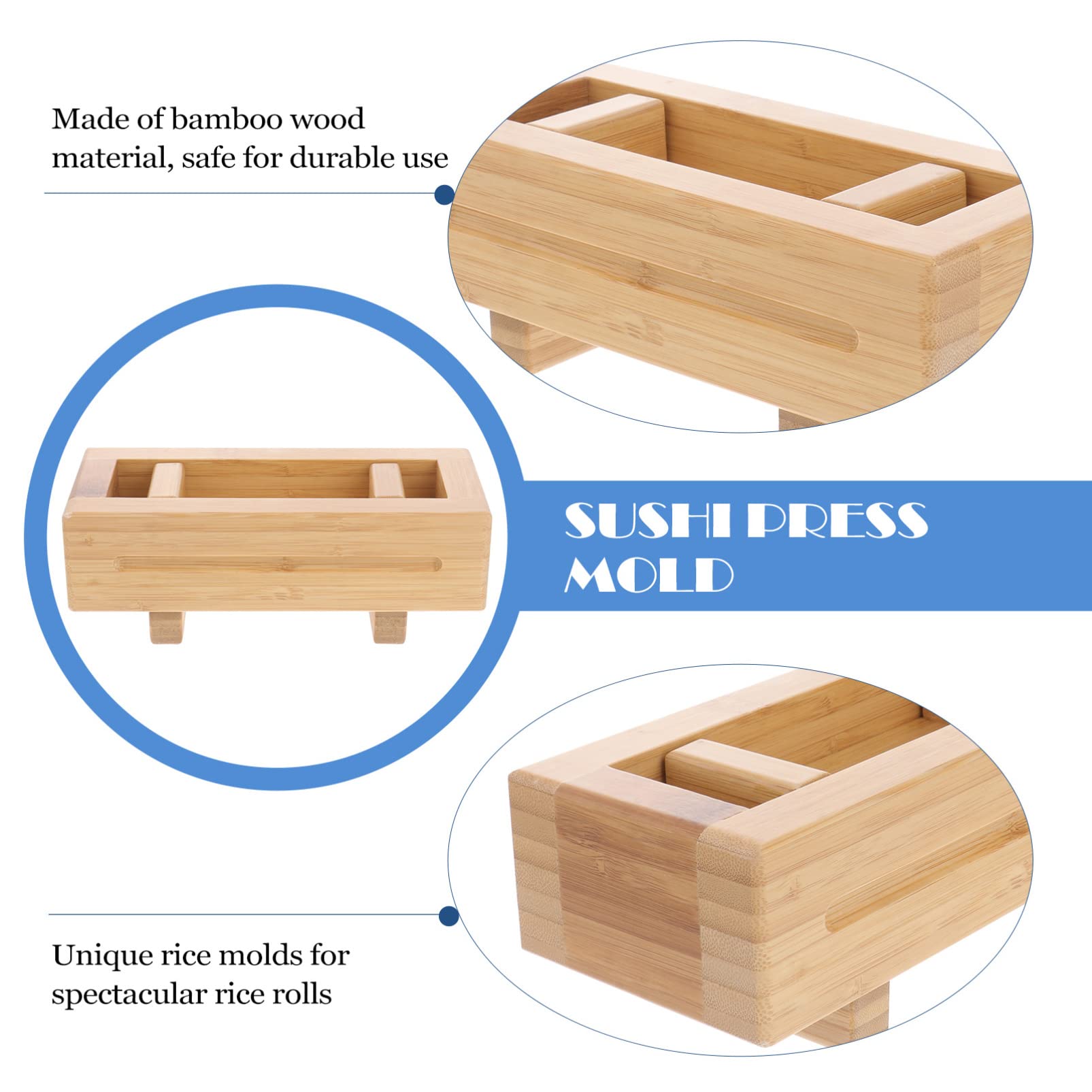 Yardwe Wood Sushi Press Mold Oshizushi Mold Box Bamboo Sushi Maker Tool Diy Wood Sushi Making Kit For Home Sushi Rice Roll Mold