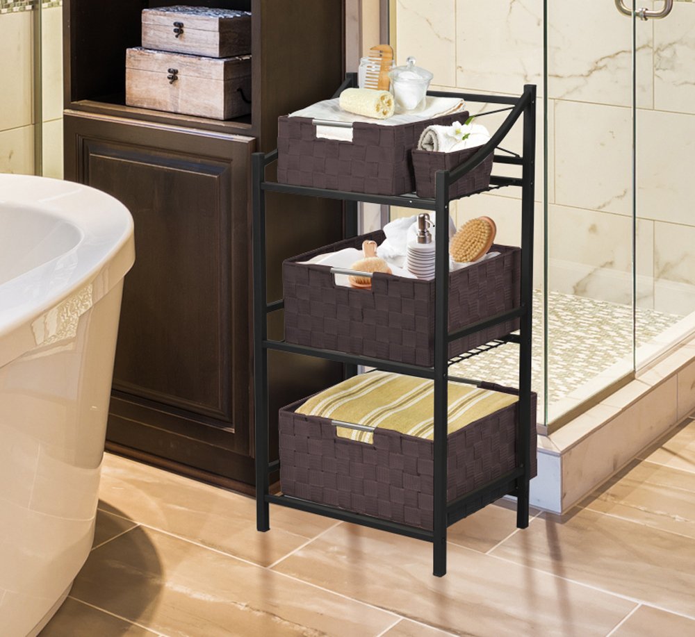 Sorbus Storage Baskets for Organizing (Set of 7)  Mesh Hand-Woven Design  Linen Closet Organizers and Storage  Organizer Storage Baskets for Shelves  Variety Pack Organizers and Storage (Chocolate)