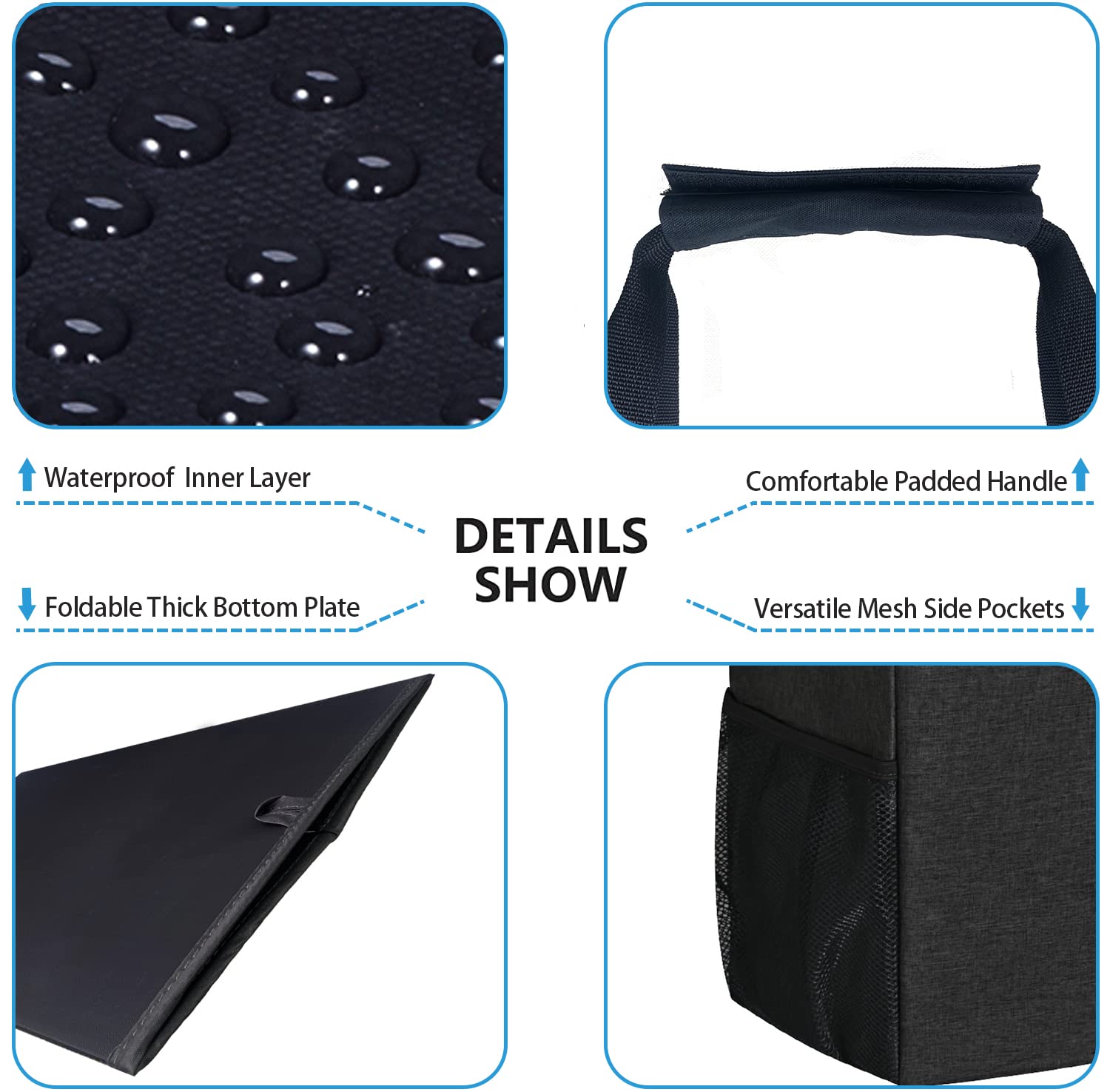 Lhzk Standing Extra Large Utility Tote Bag With Metal Wire Frame And The Sides Rinforced, Large Collapsible Tote (Black)