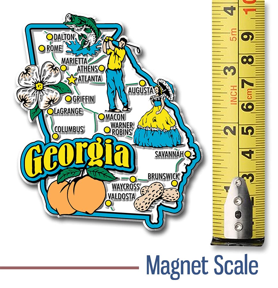 Georgia Jumbo State Magnet By Classic Magnets, 3.2'' X 3.7'', Collectible Souvenirs Made In The Usa