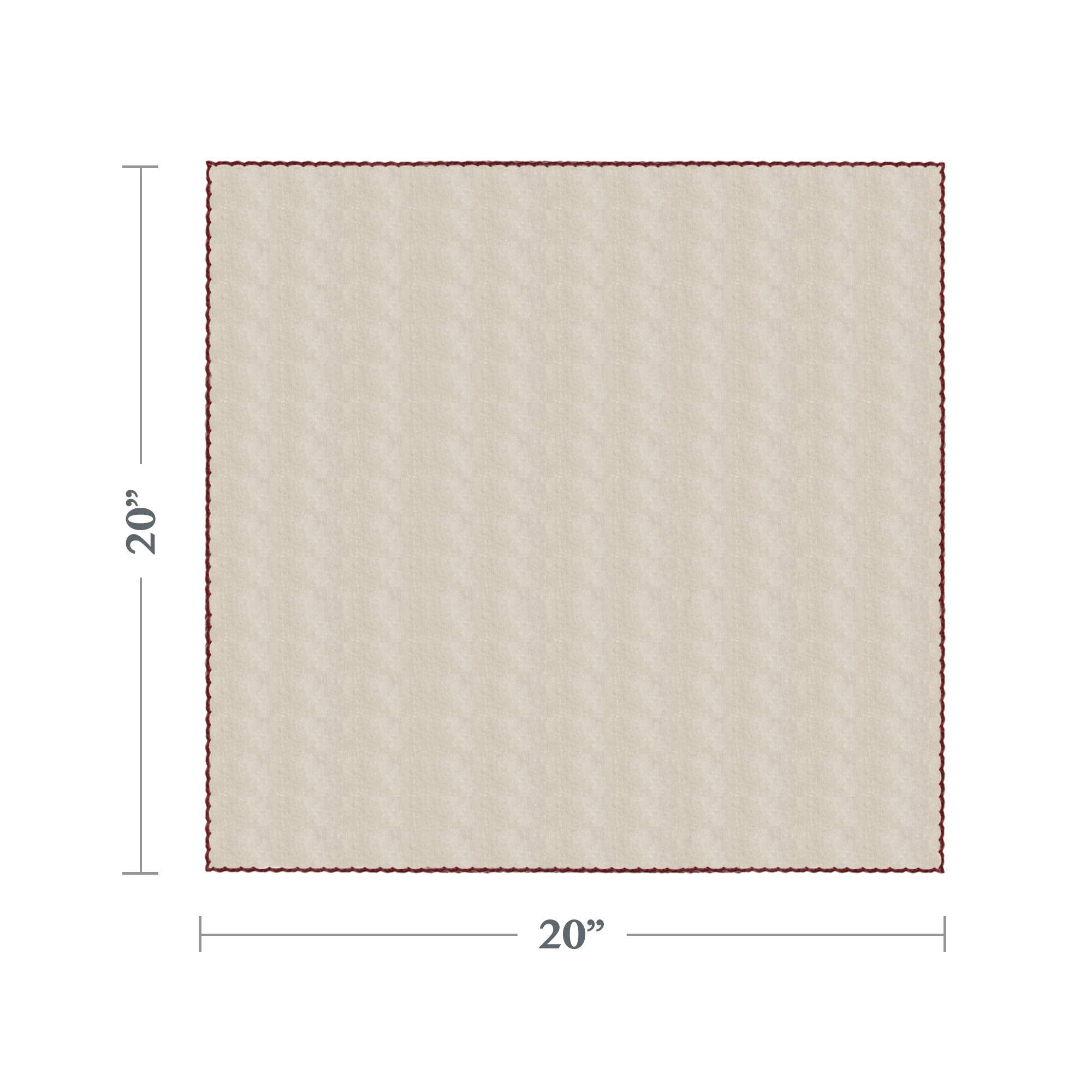 Saro Lifestyle Red Crochet Scalloped Design Napkin - 20'' Square, 4 Ct.