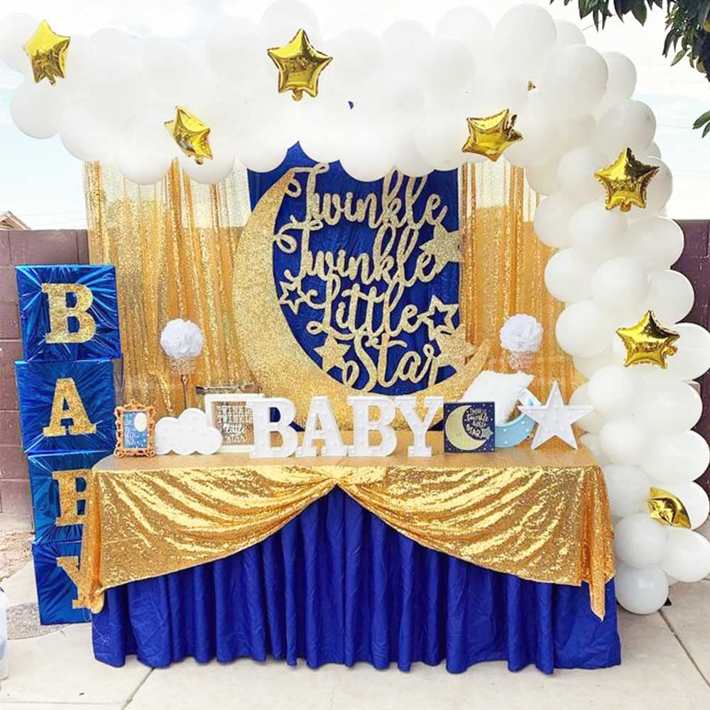 Queendream Gold Sequin Tablecloth 60X102 Inch Sparkly Gold Wedding Tablecloth For Baby Shower Birthday Christmas Party Decoratio