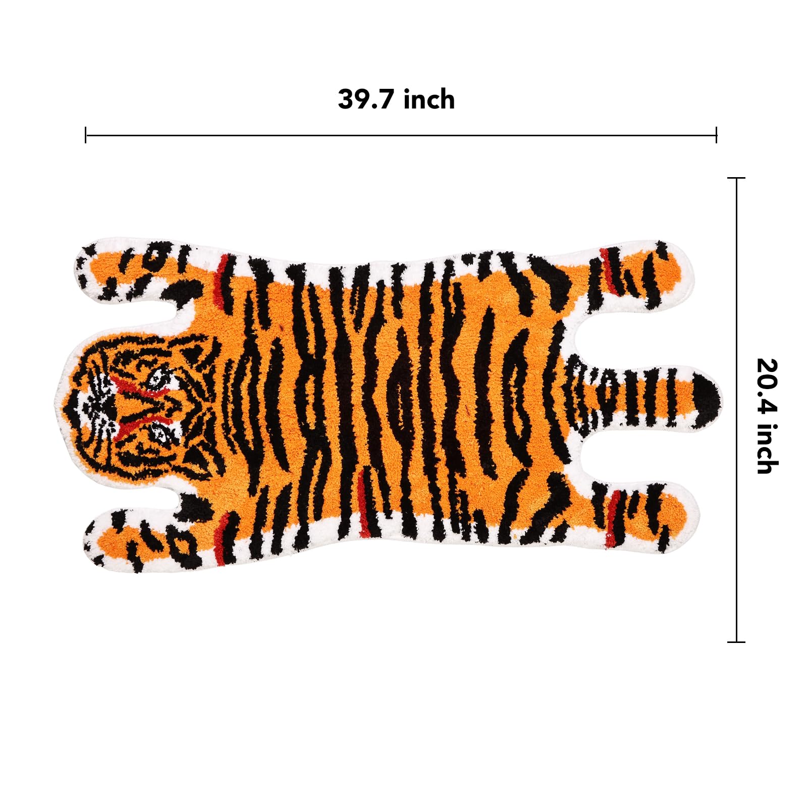 Panstar Tiger Bath Mat For Bathroom, Cute Orange Yellow Tiger Cartoon Non Slip Animal Shaped Absorbent Bathtub Bathroom Plush Sh