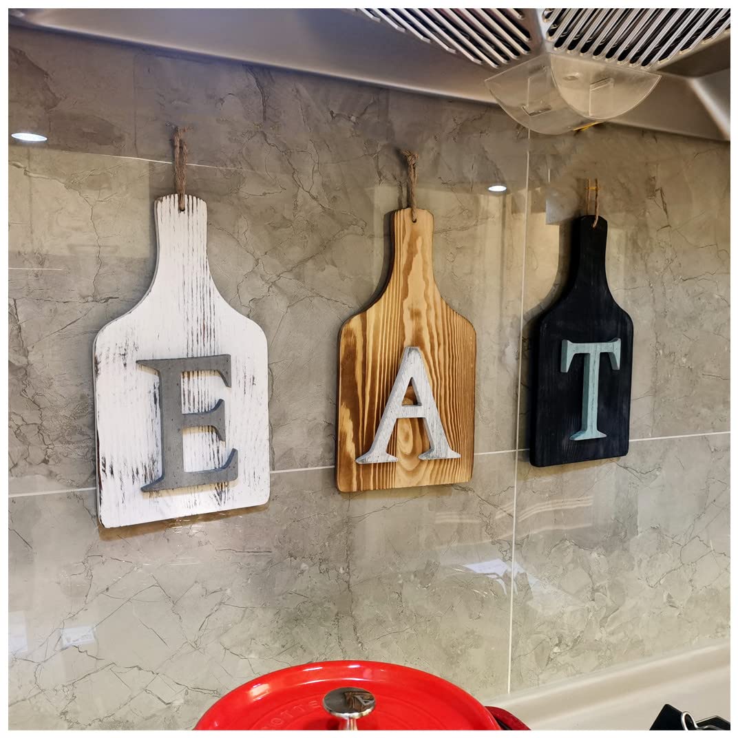 HoreZer ETA Sign Wall-Decor, Wood sign Rustic Cutout EAT Letter Sign Wood Decorative Hanging Board for Kitchen/Home,EAT Sign Dec
