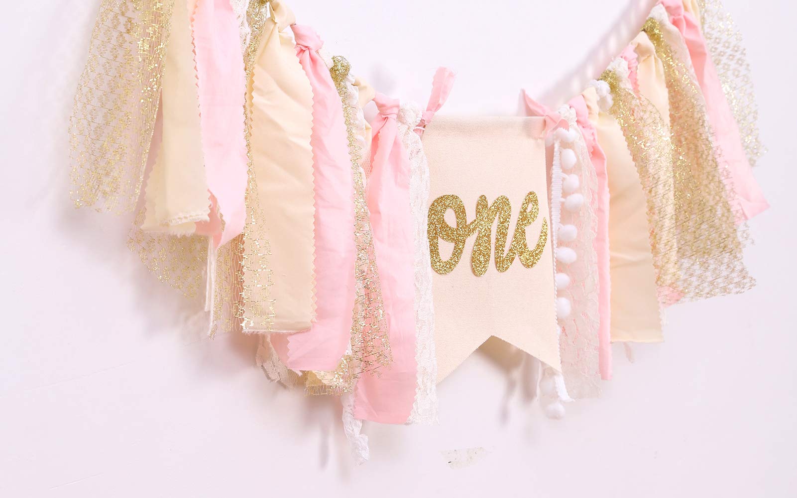Highchair Banner 1St Birthday - Pink Happy Birthday Banner Party Decorations For First Birthday,Best Princess Photo Props For Ba