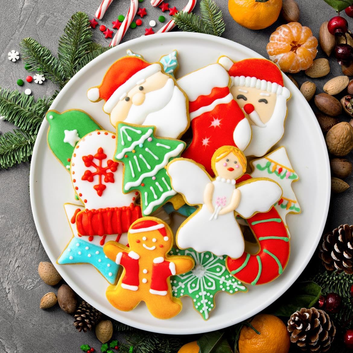 Christmas Cookie Cutters Set, 12 Pieces Stainless Steel Metal Christmas Cookie Cutters Shapes - Gingerbread Men,Christmas Tree,S
