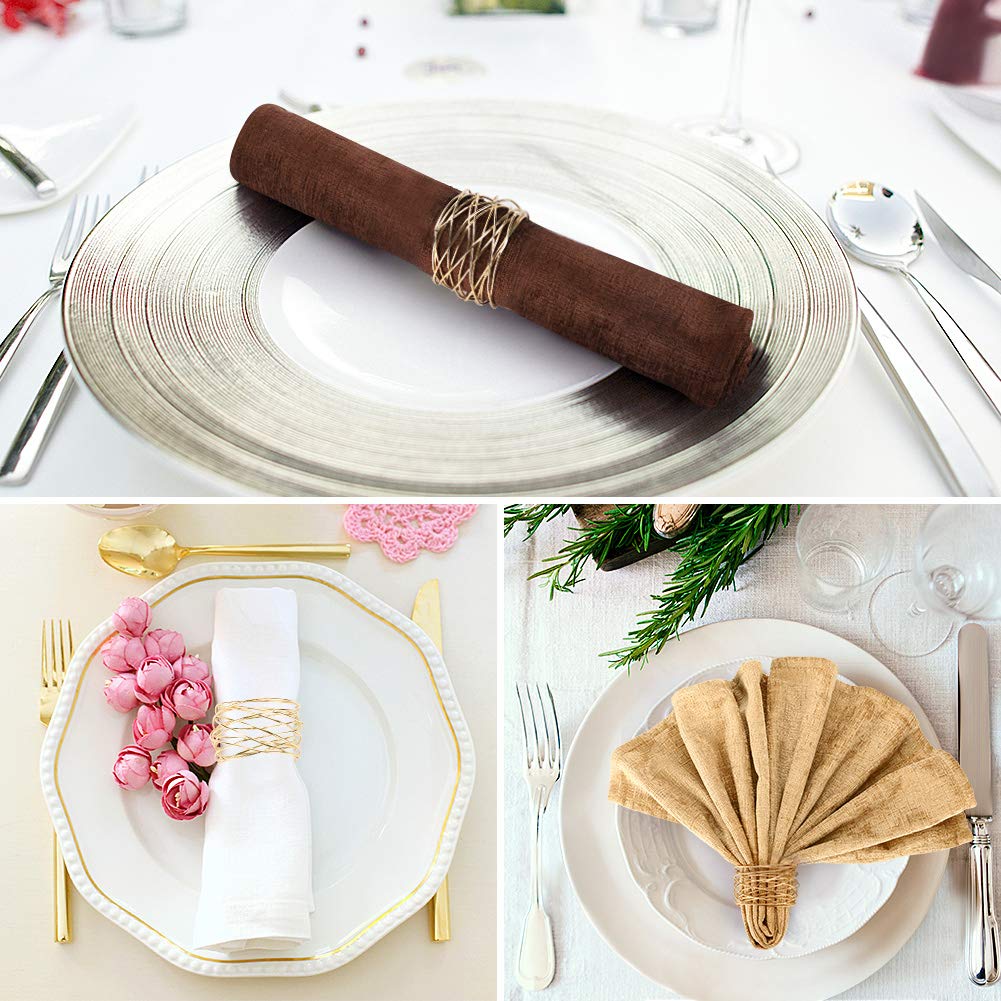 Accmor Metal Mesh Napkin Rings, Gold Napkin Rings For Dinner Party, Wedding, Birthday, Family Gatherings,6 Pack