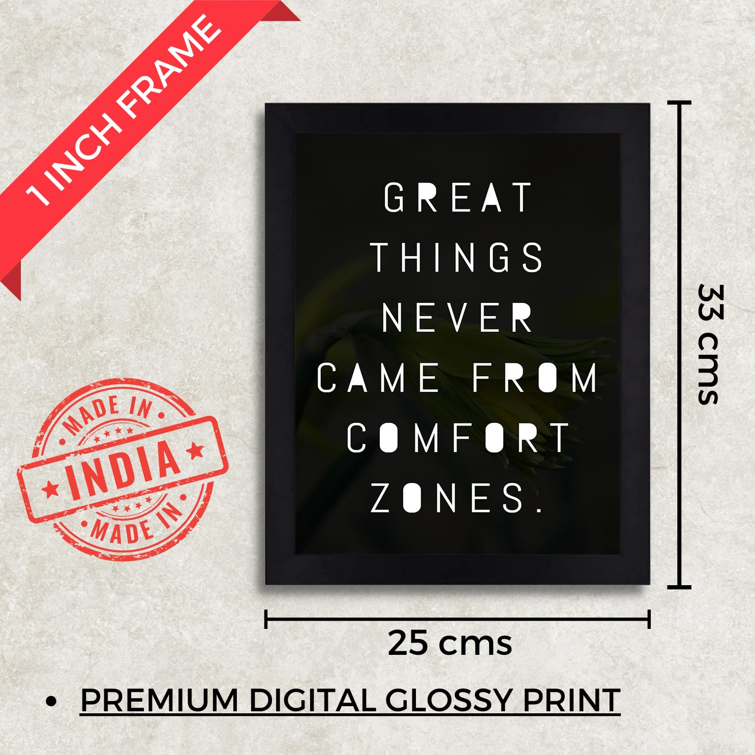 Interio Crafts - Comfort Zone Motivational Wall Frame - Self Inspirational Quote Framed Poster For Office Or Home Wall Decor - P