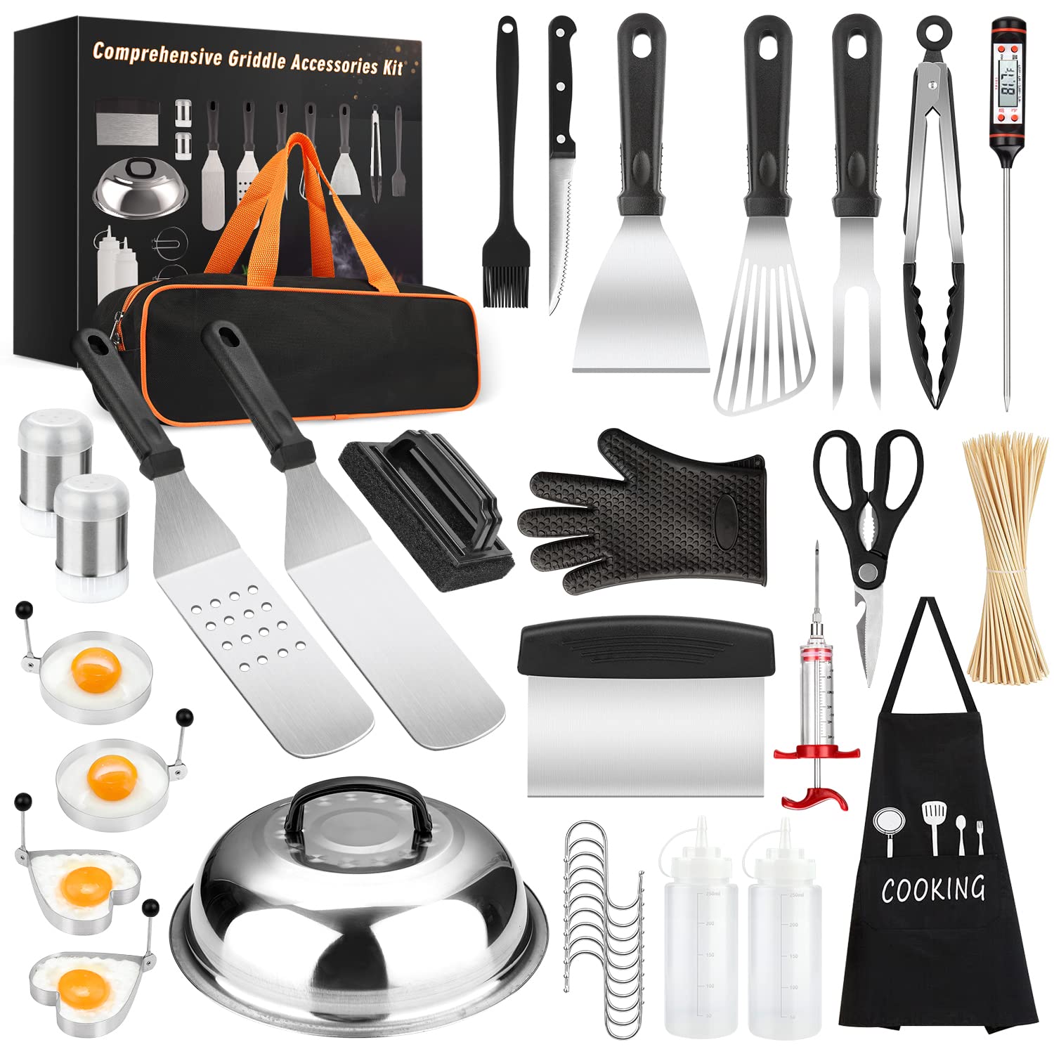 Griddle Accessories Kit, 135 Pcs Griddle Grill Tools Set For Blackstone And Camp Chef, Professional Grill Bbq Spatula Set With B