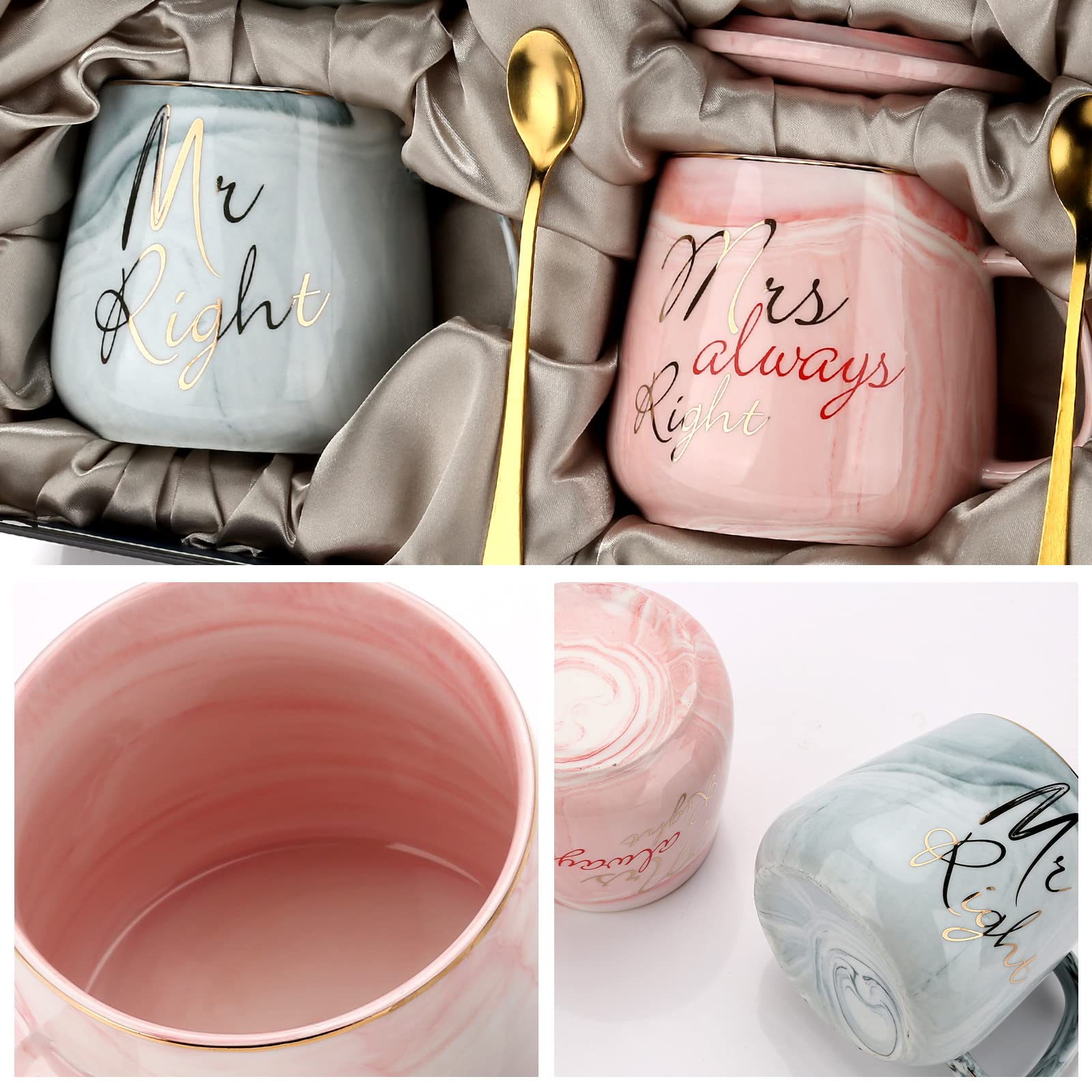 Mr Right Mrs Always Right Couple Coffee Mugs- Wedding Gifts Bridal Shower Anniversary Engagement Gifts For Couple - Bride And Gr