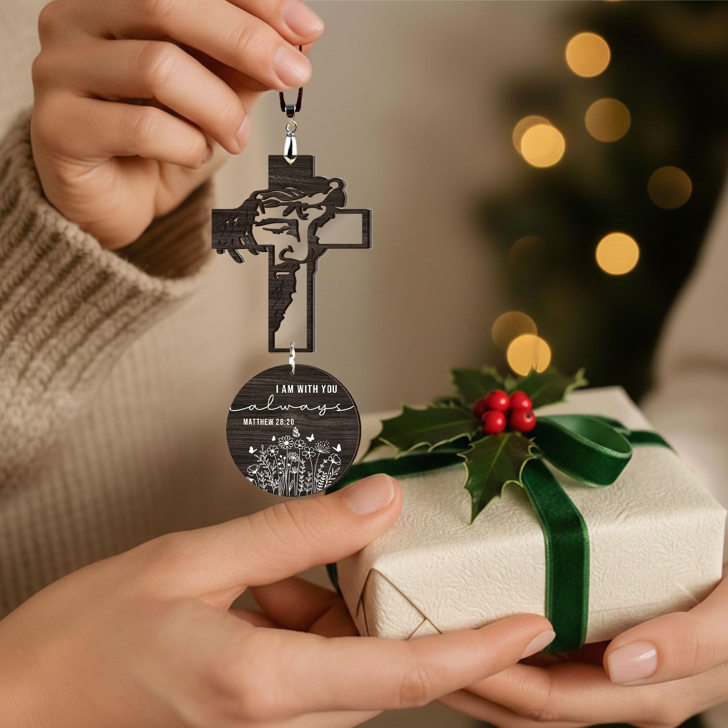 Christian Jesus Hanging Decor, Christian Gifts for Men, Women, Jesus Ornament Religious Gift, Faith-Based Inspirational Gift for