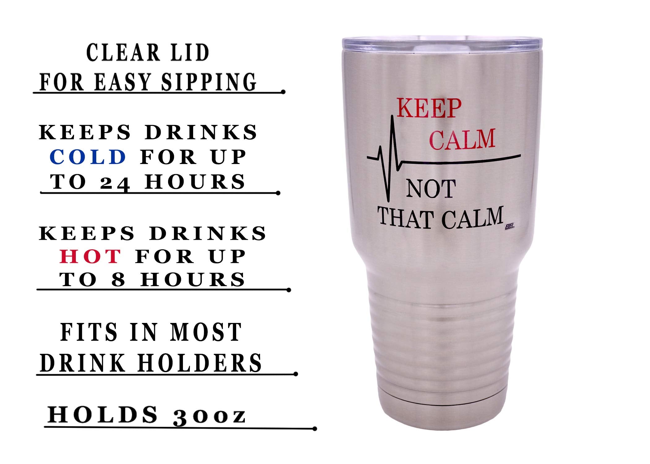 Rogue River Tactical Funny Keep Calm Not That Calm 30Oz Large Travel Tumbler Mug Cup W/Lid Vacuum Insulated Nurse Doctor Pharmac