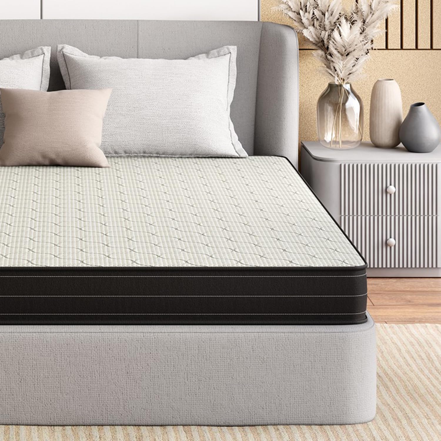 Godrej Interio Mattress Restomagic Dual Comfort 6 Inch Queen Size Mattress (78 X 60 X 6), 5-Years Warranty, Cream And Dark Grey