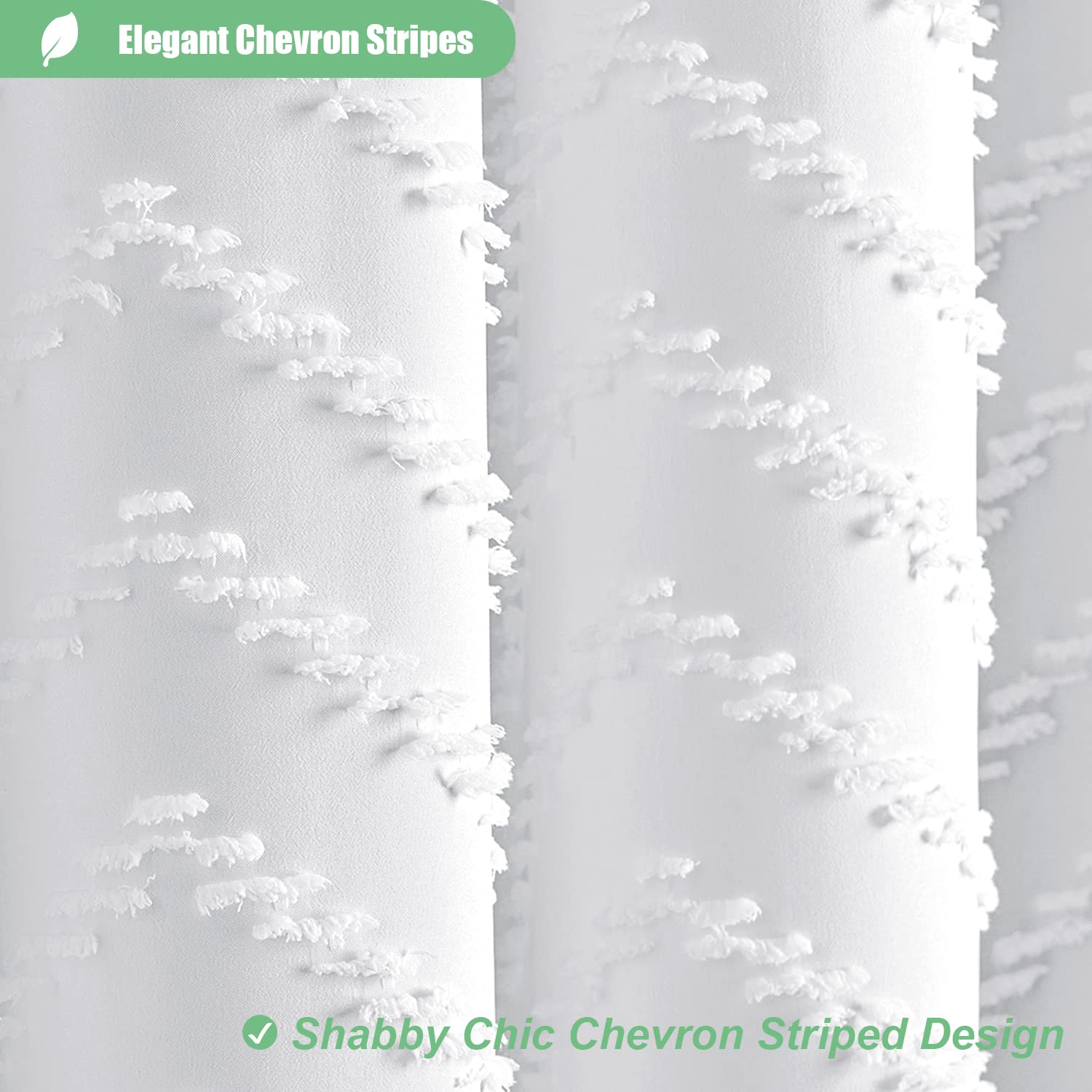 Dynamene Stall Fabric Shower Curtain, 36X72 Inch Half Boho Tufted Chevron Striped Small Cloth Shower Curtains For Bathroom, Narr