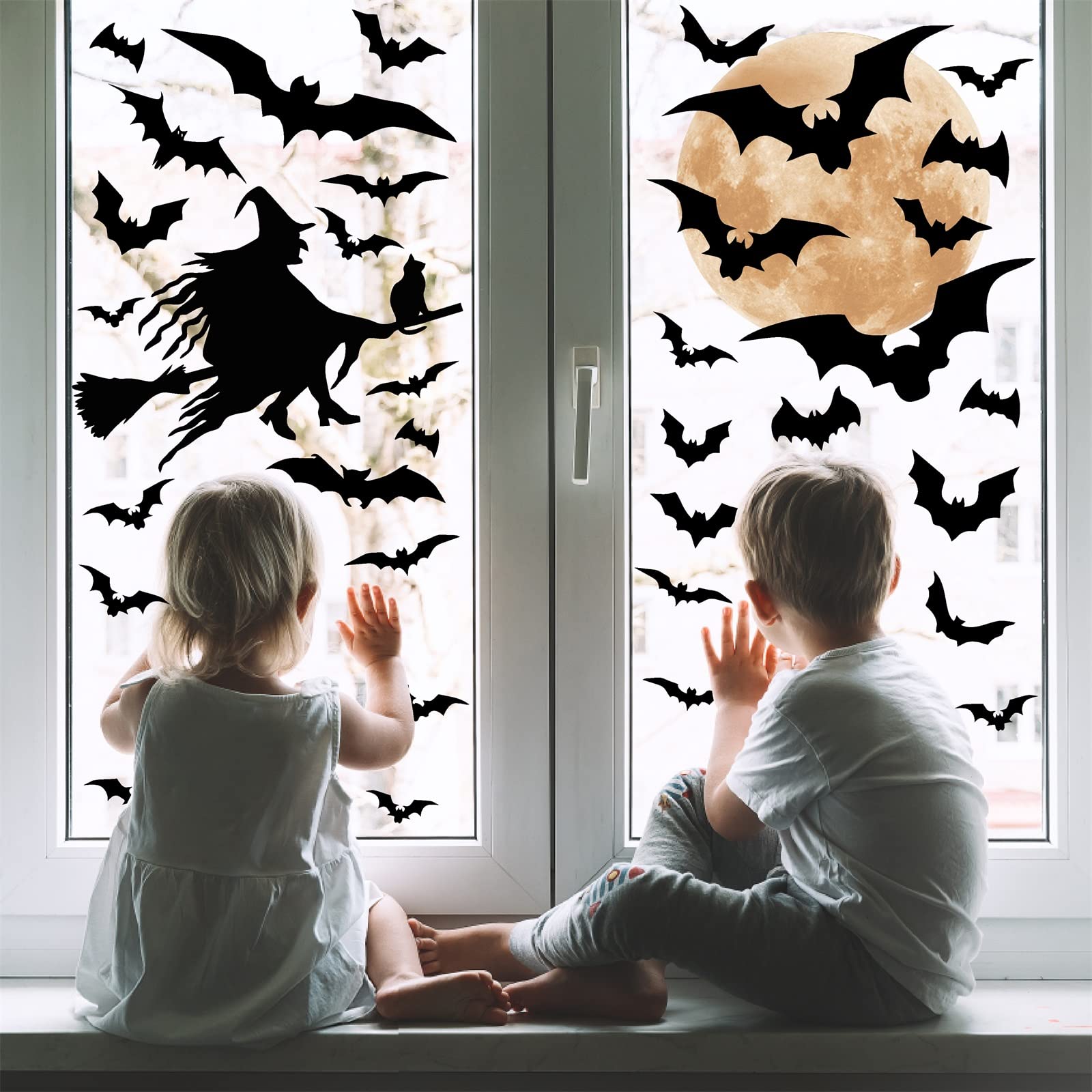 Halloween Moon Wall Sticker Bat Wall Stickers Halloween Witch Wall Decals Removable Halloween Wall Decal Halloween Moon Wall Dec